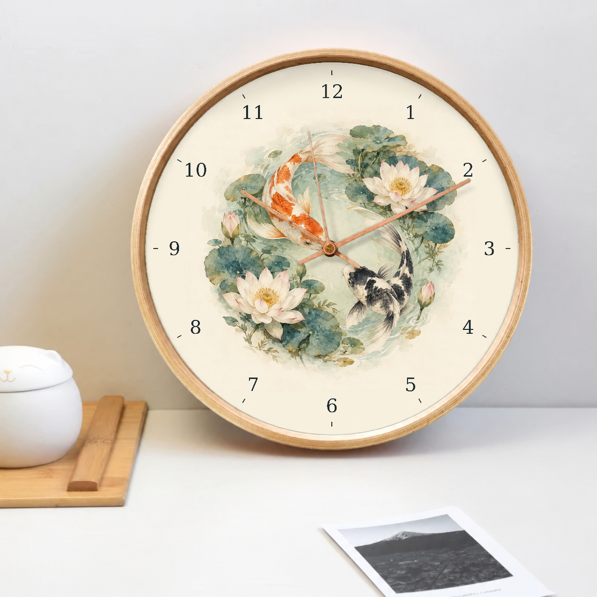 IMAGE_02_Tabletop_-_Koi_and_Lotus_Wall_Clock_30cm_Wooden_Frame_-_WC-F013_-_649310203611.png