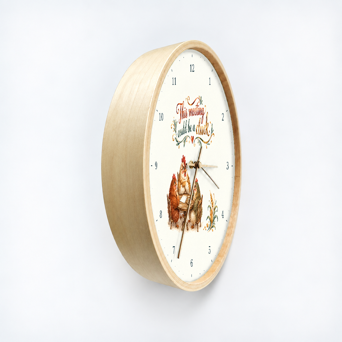 IMAGE_03_Angled_-_Funny_Chicken_Meeting_Wall_Clock_30cm_Wooden_Frame_-_WC-H071_-_649310204199.png