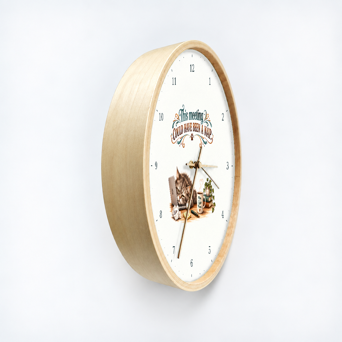 IMAGE_03_Angled_-_Funny_Meeting_Cat_Wall_Clock_30cm_Wooden_Frame_-_WC-H060_-_649310204083.png