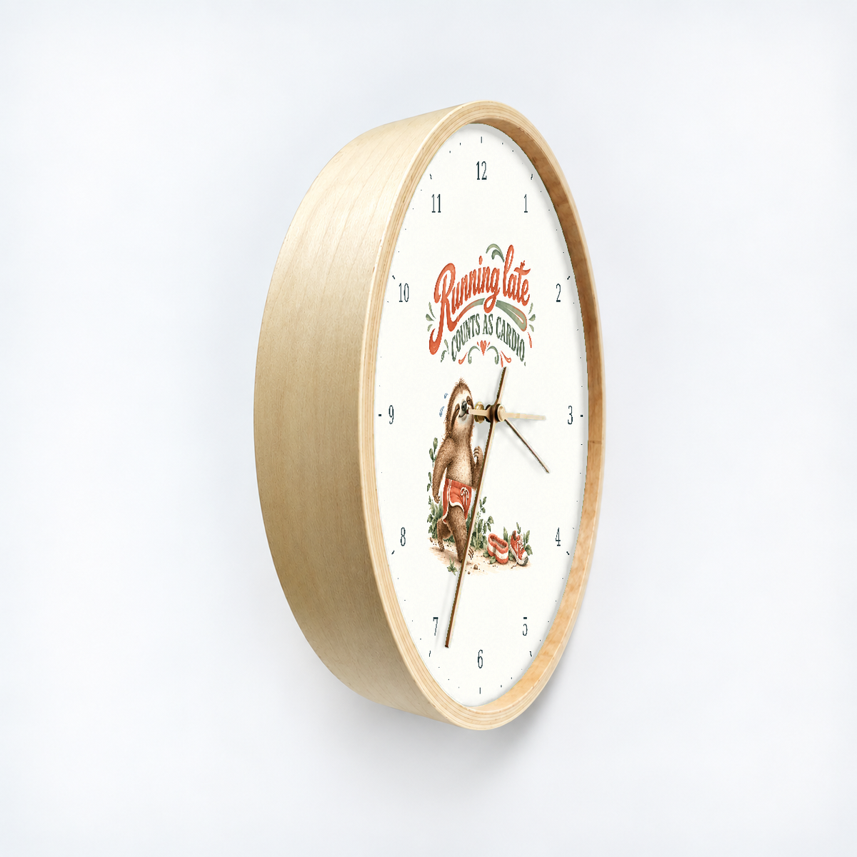 IMAGE_03_Angled_-_Funny_Running_Sloth_Wall_Clock_30cm_Wooden_Frame_-_WC-H058_-_649310204069.png
