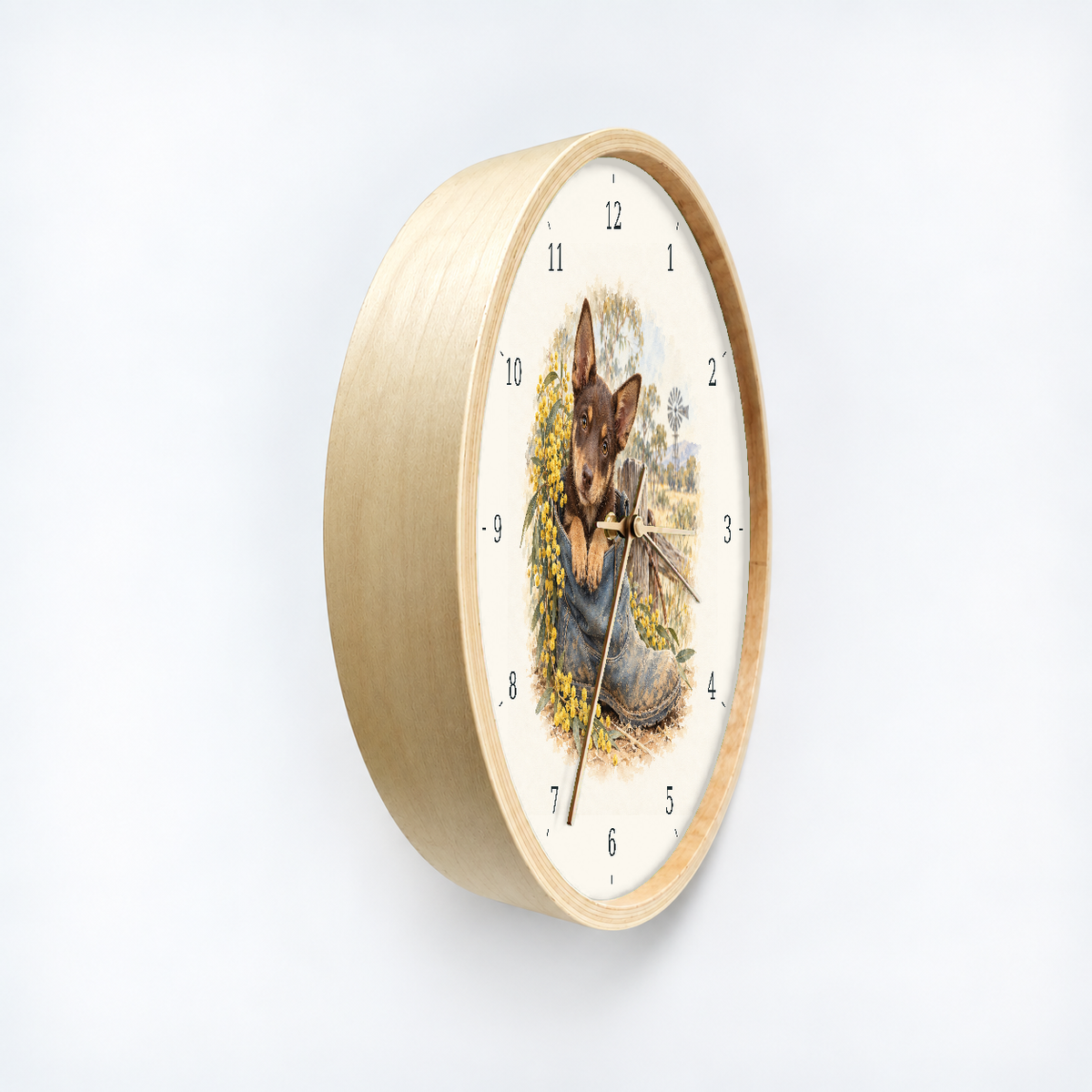 IMAGE_03_Angled_-_Kelpie_in_a_Boot_Wall_Clock_30cm_Wooden_Frame_-_WC-D034_-_649310203826.png
