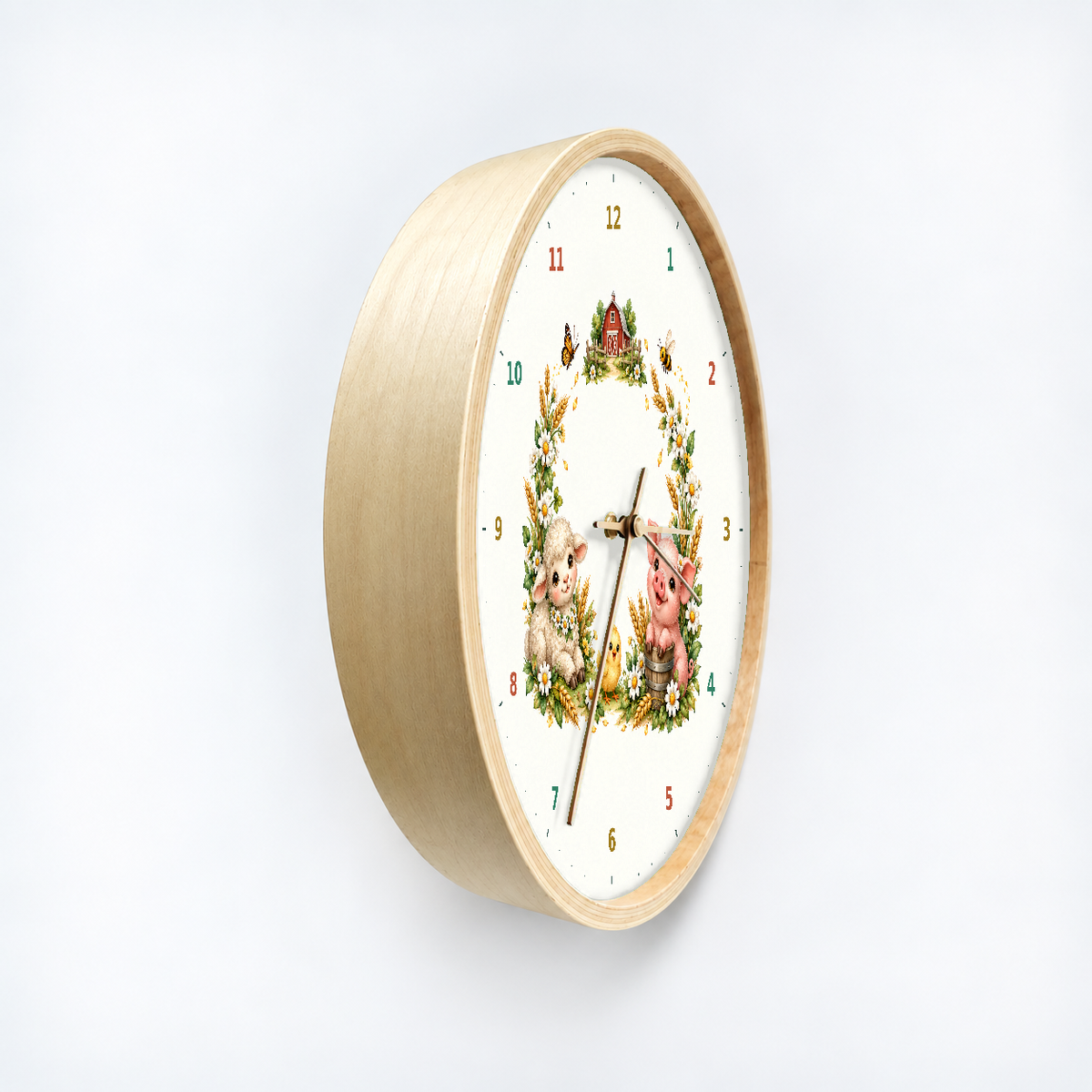 IMAGE_03_Angled_-_Kids_Farm_Animals_Wall_Clock_30cm_Wooden_Frame_-_WC-K092_-_649310204403.png