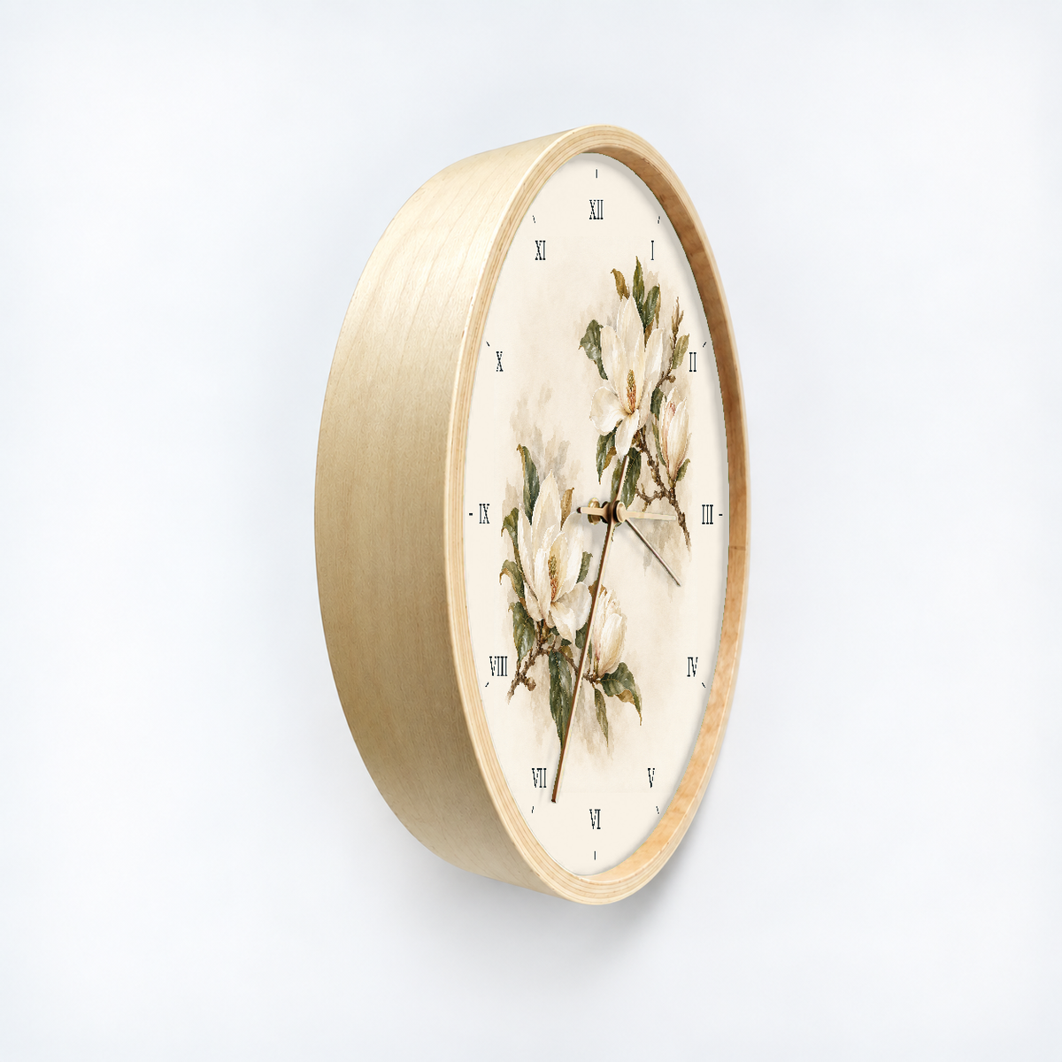 IMAGE_03_Angled_-_Magnolia_Floral_Wall_Clock_30cm_Wooden_Frame_-_WC-F010_-_649310203581.png