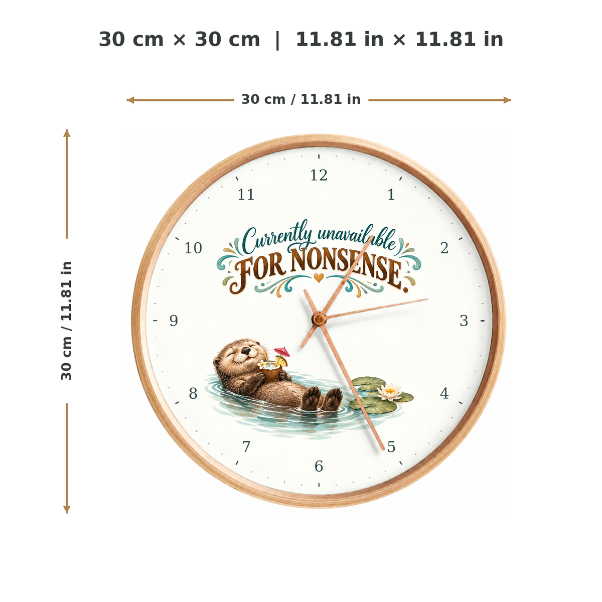 IMAGE_05_Measurements_-_Funny_Floating_Otter_Wall_Clock_30cm_Wooden_Frame_-_WC-H078_-_649310204267.png