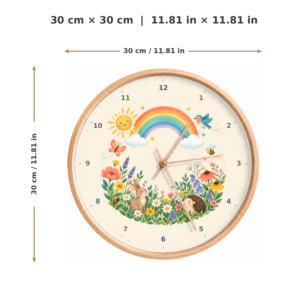 IMAGE_05_Measurements_-_Kids_Rainbow_Garden_Wall_Clock_30cm_Wooden_Frame_-_WC-K119_-_649310204670.png