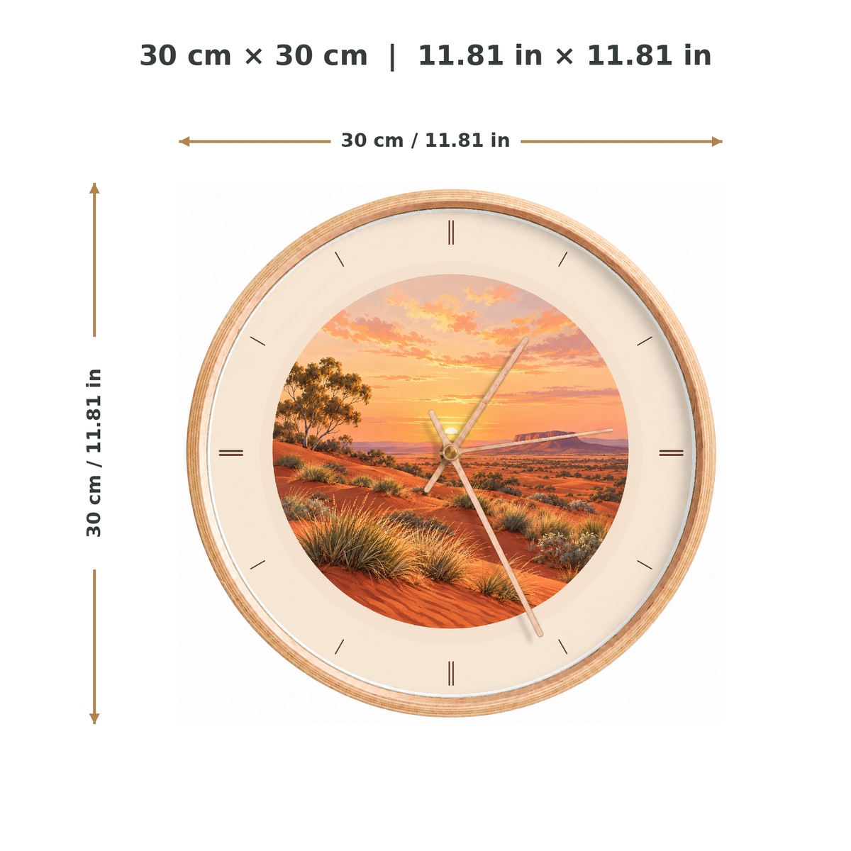 IMAGE_05_Measurements_-_Outback_Sunset_Wall_Clock_30cm_Wooden_Frame_-_WC-U026_-_649310203741.png