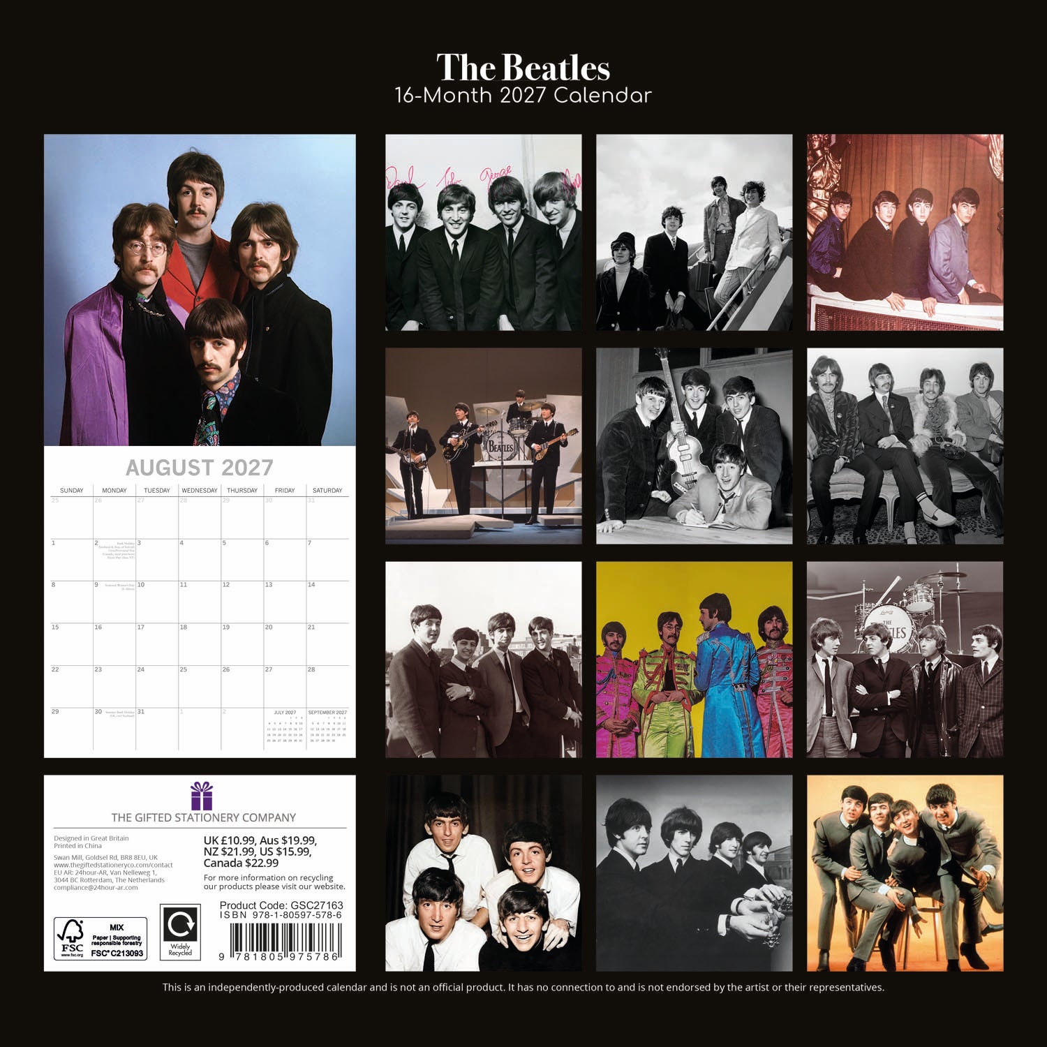 2027 The Beatles - Square Wall Calendar