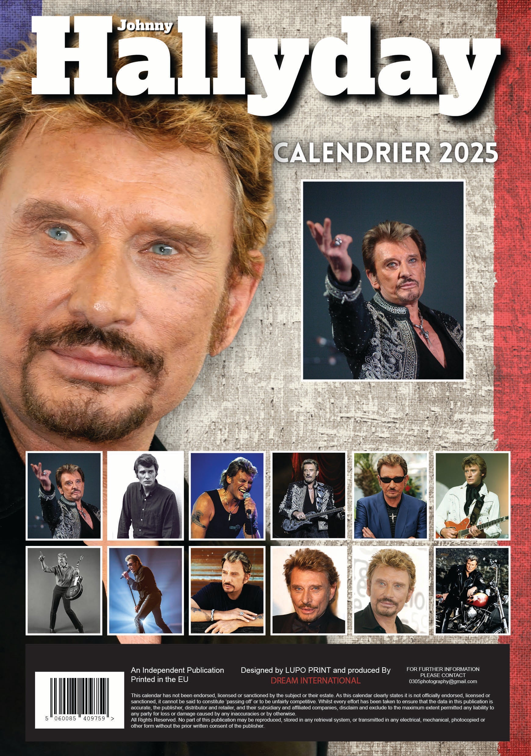 2025 Johnny Hallyday - A3 Wall Calendar