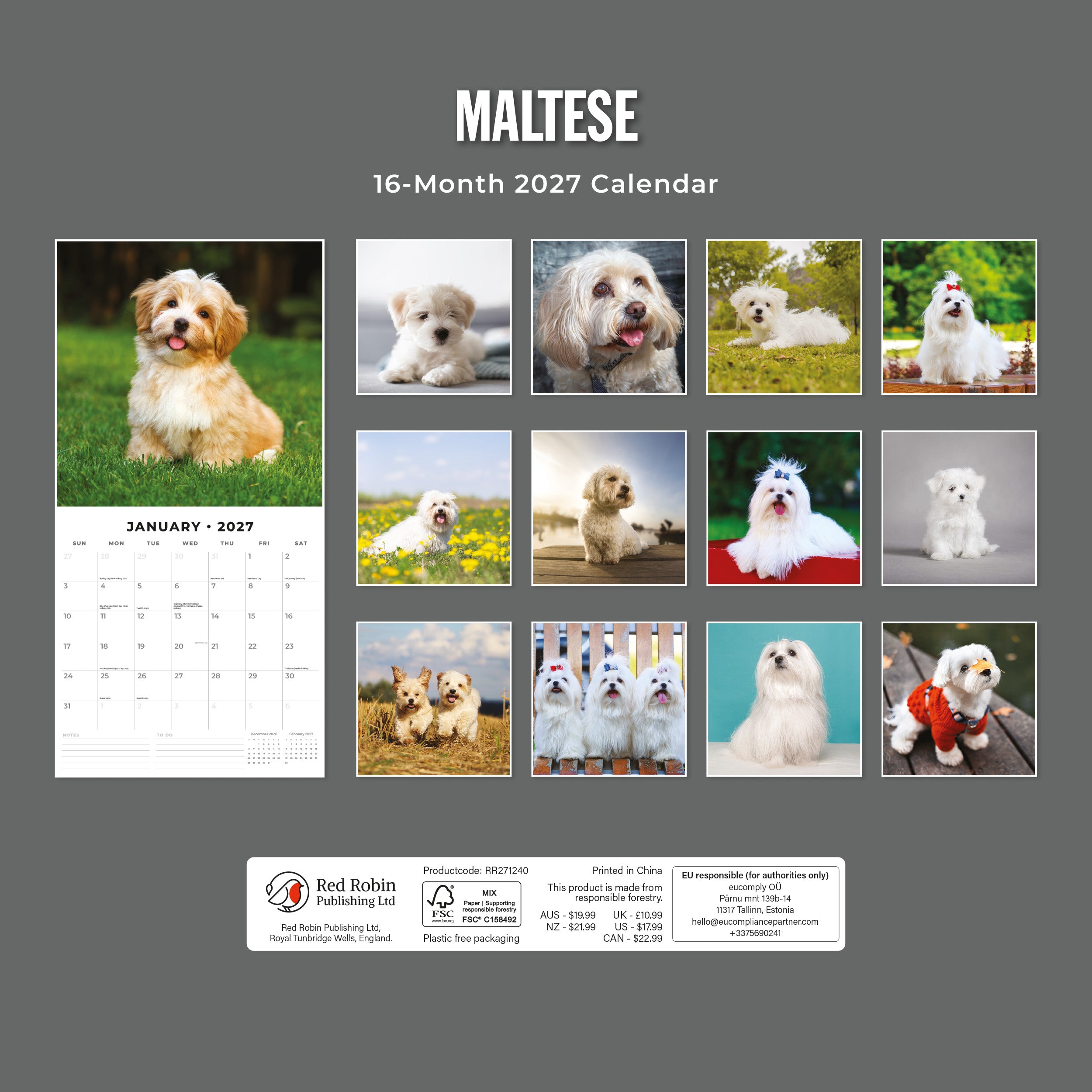 2027 Maltese - Square Wall Calendar