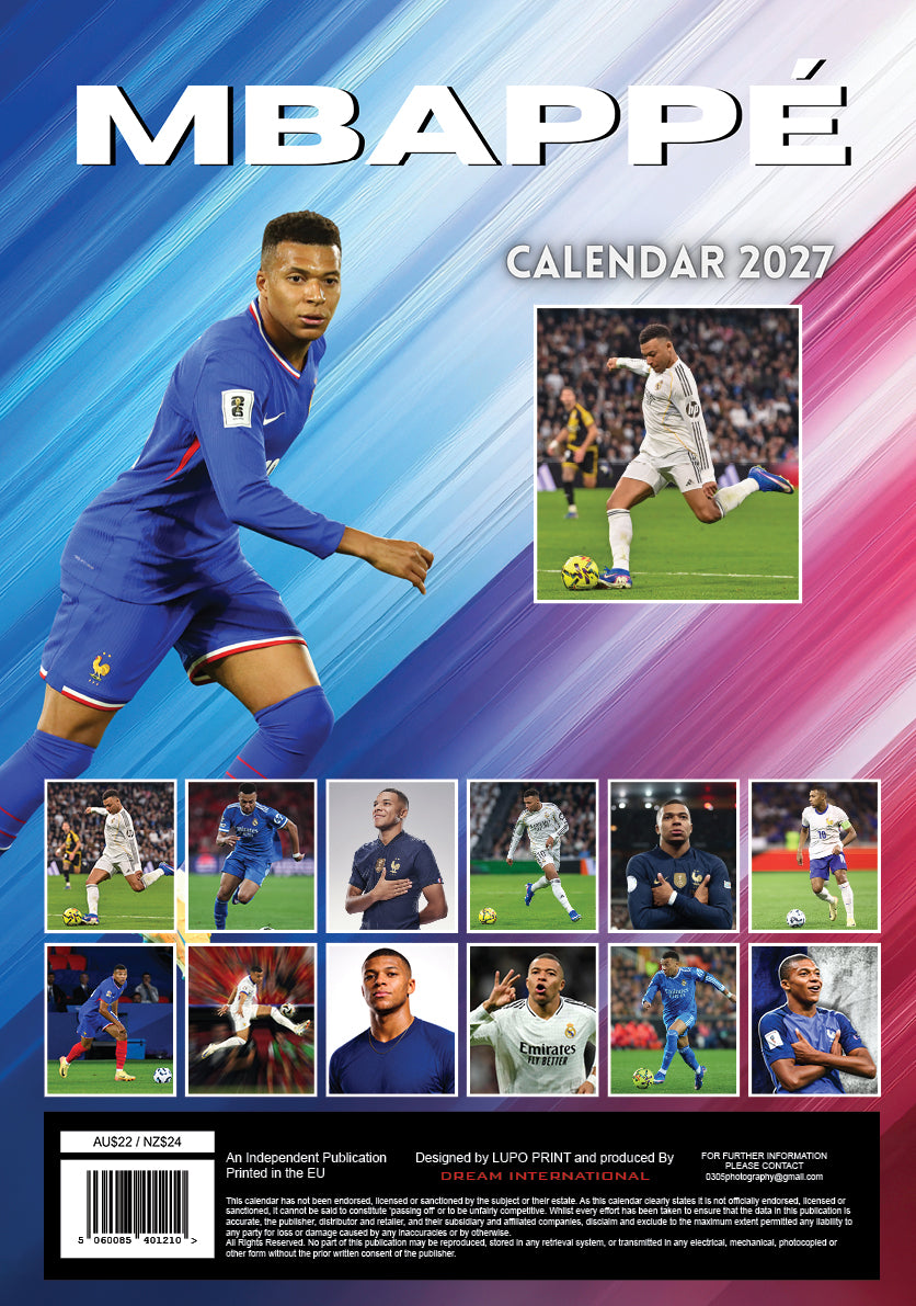 2027 Kylian Mbappe - A3 Wall Calendar