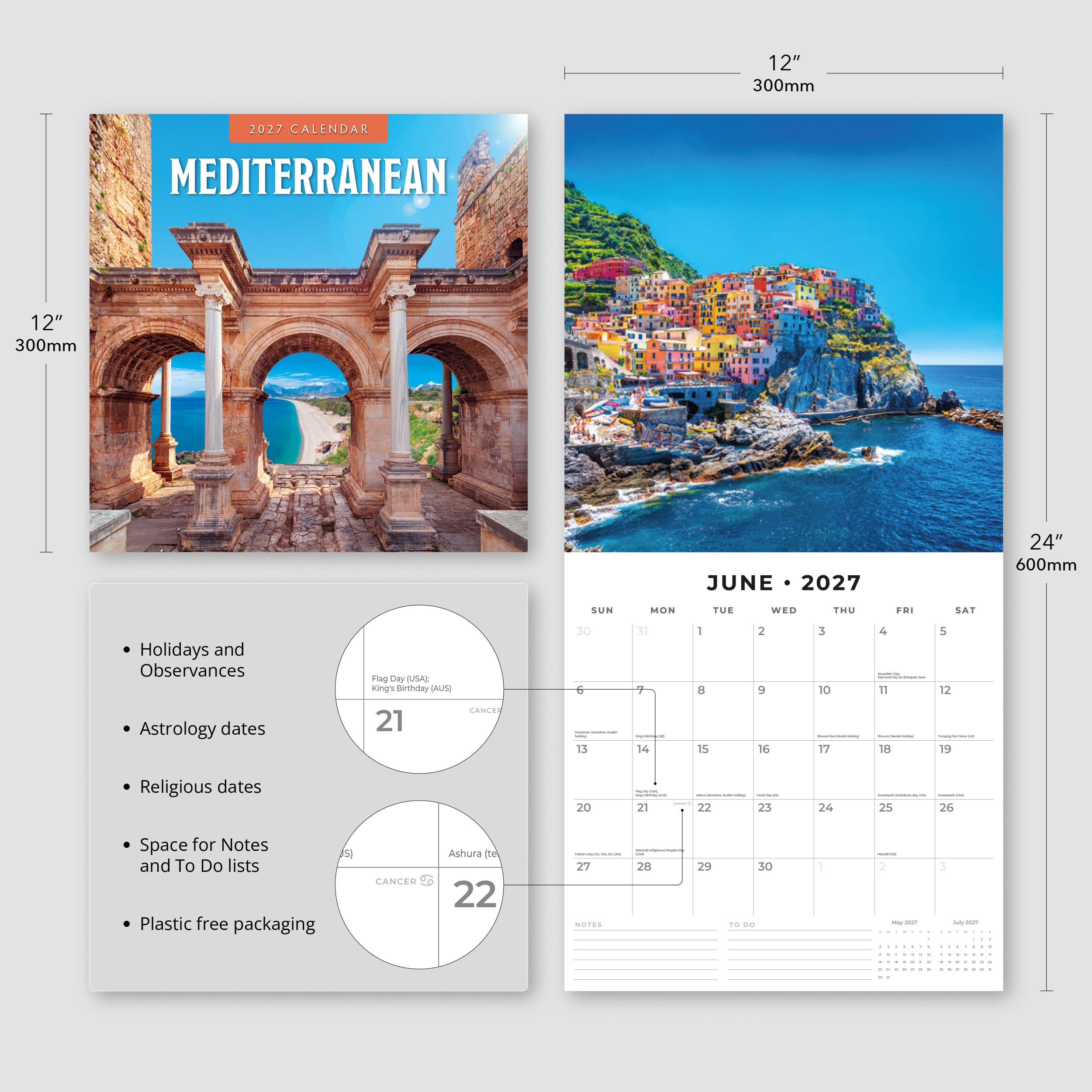 2027 Mediterranean - Square Wall Calendar