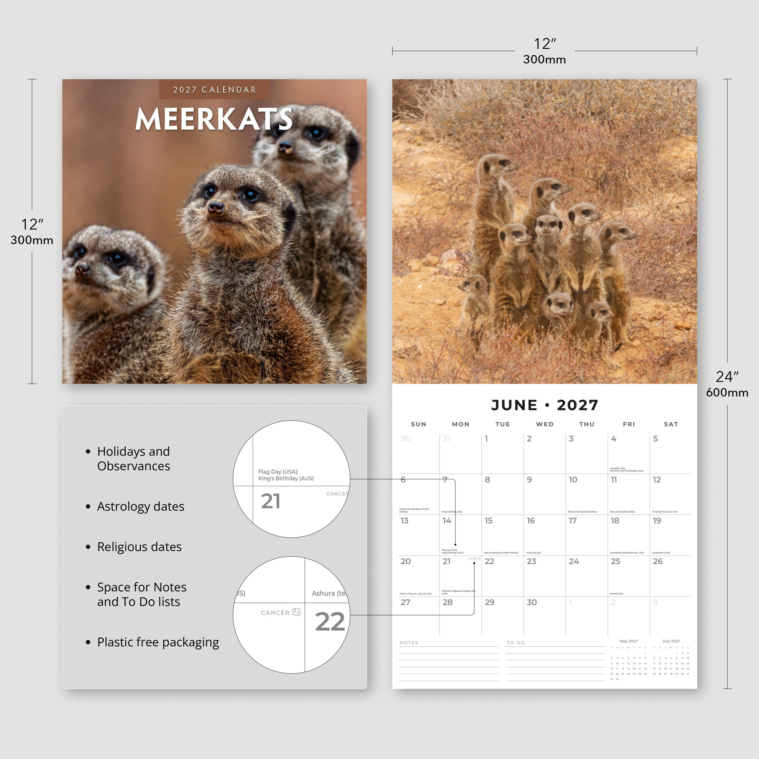 2027 Meerkats - Square Wall Calendar