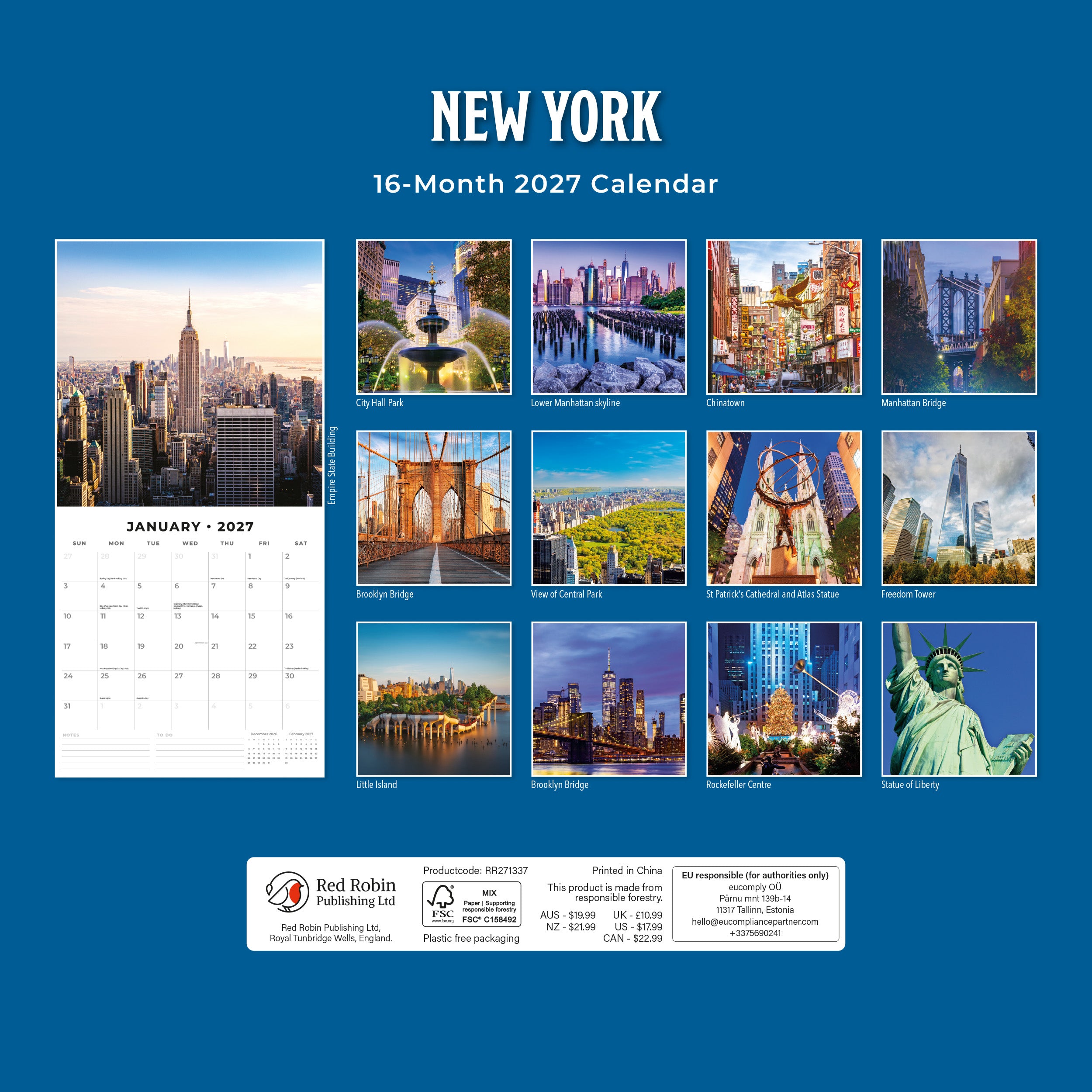 2027 New York - Square Wall Calendar