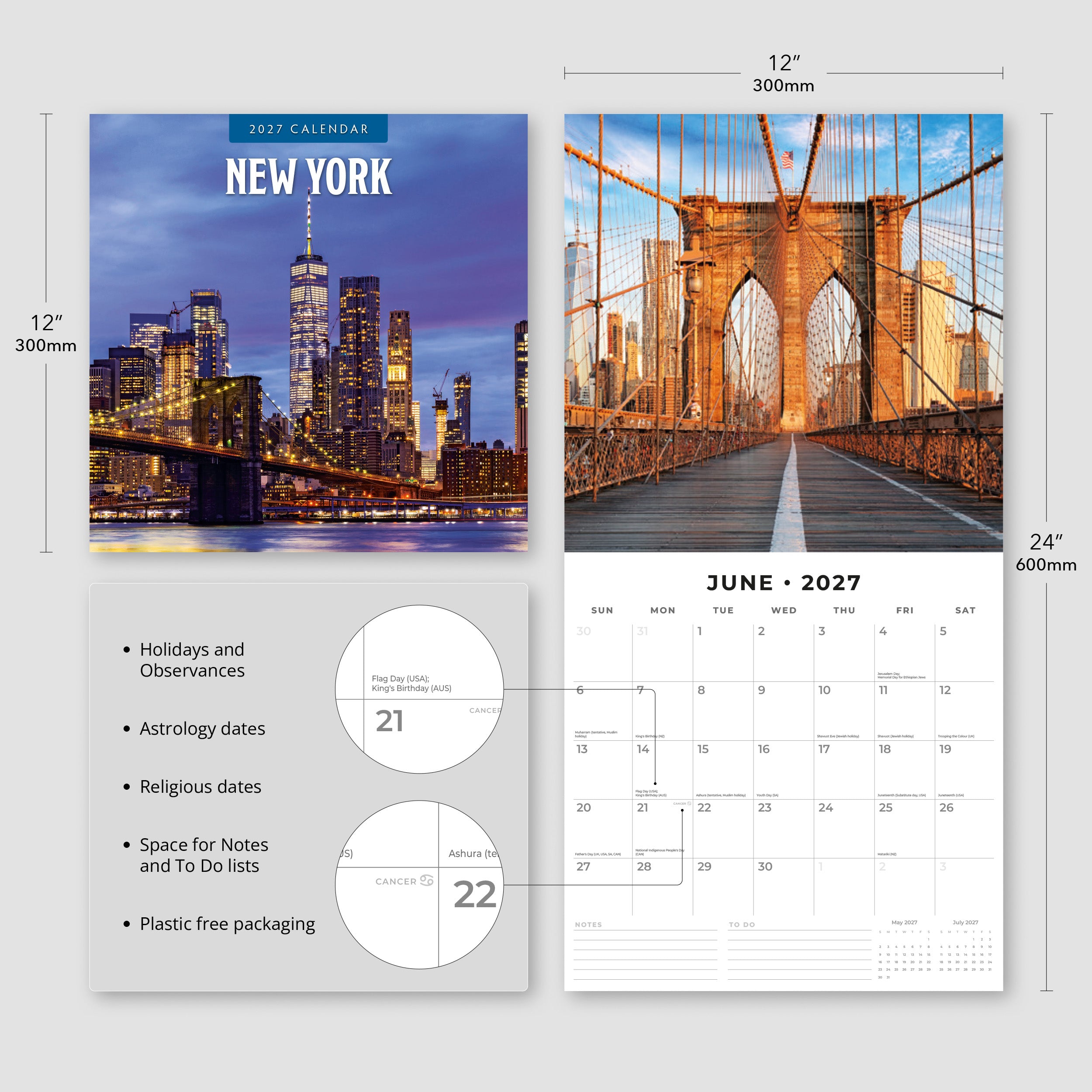 2027 New York - Square Wall Calendar