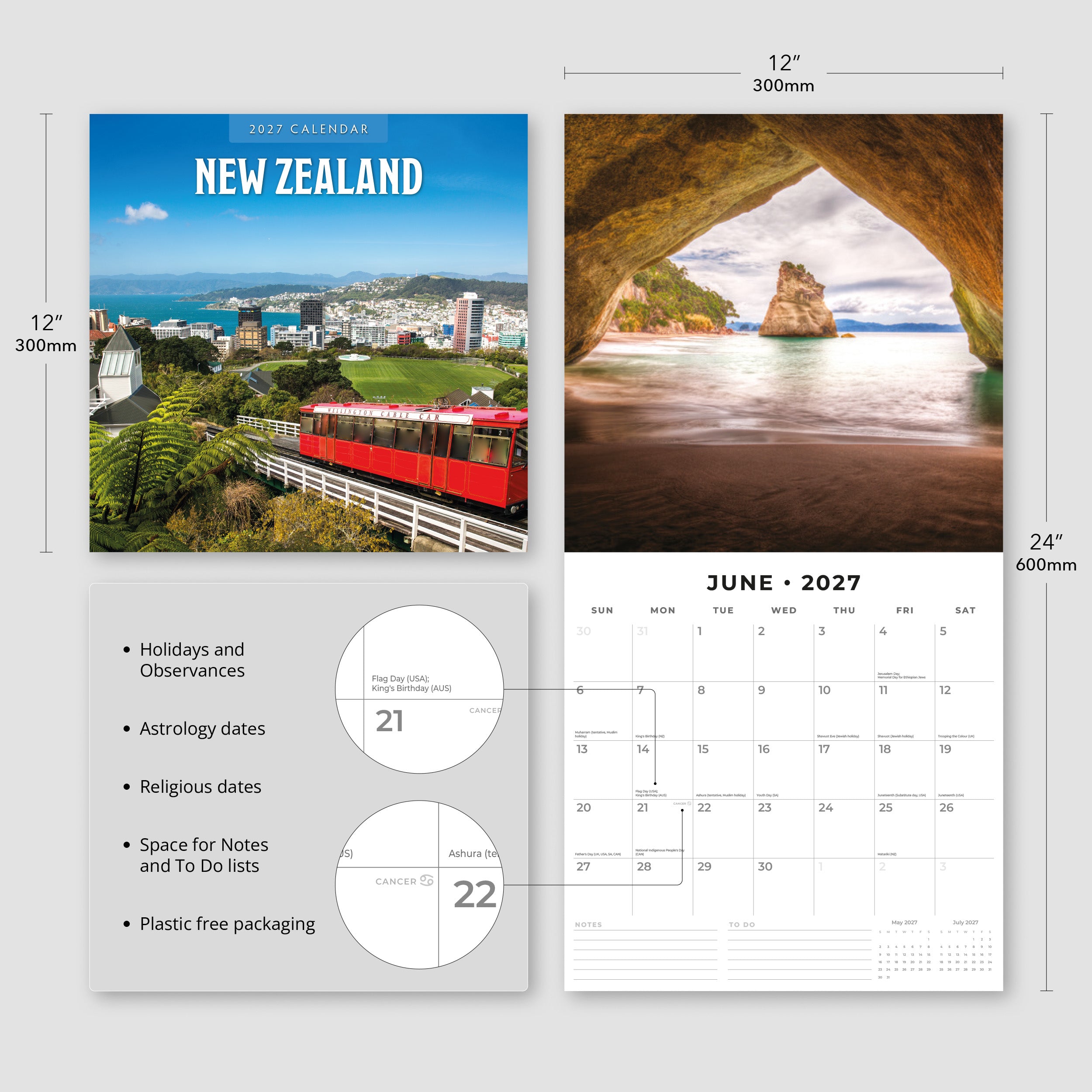 2027 New Zealand - Square Wall Calendar