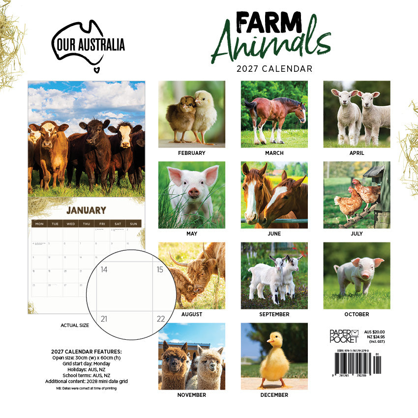 2027 Our Australia Farm Animals - Square Wall Calendar