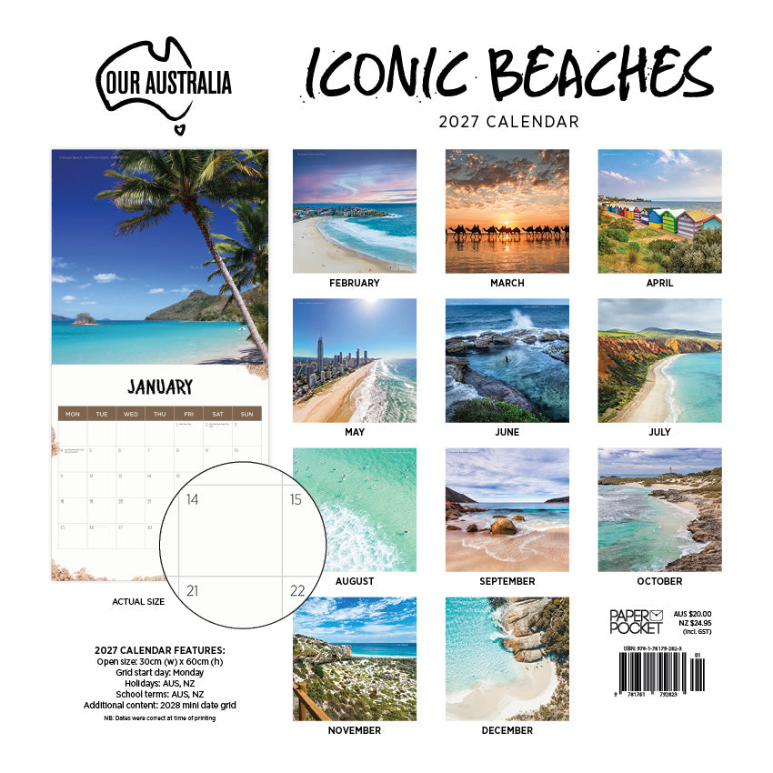 2027 Our Australia Iconic Beaches - Square Wall Calendar