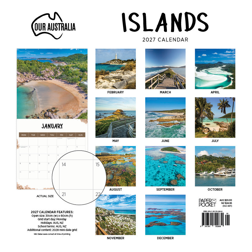 2027 Our Australia Islands - Square Wall Calendar