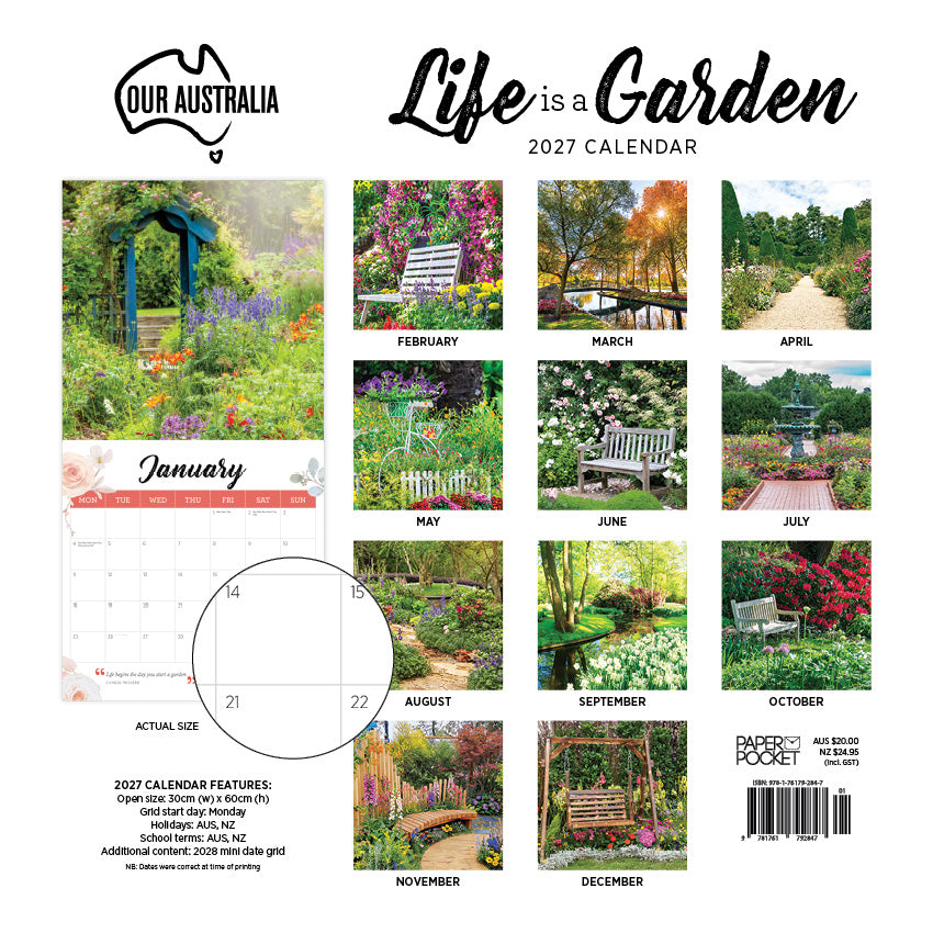 2027 Our Australia Life Is A Garden - Square Wall Calendar