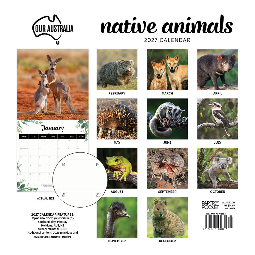 2027 Our Australia Native Animals - Square Wall Calendar