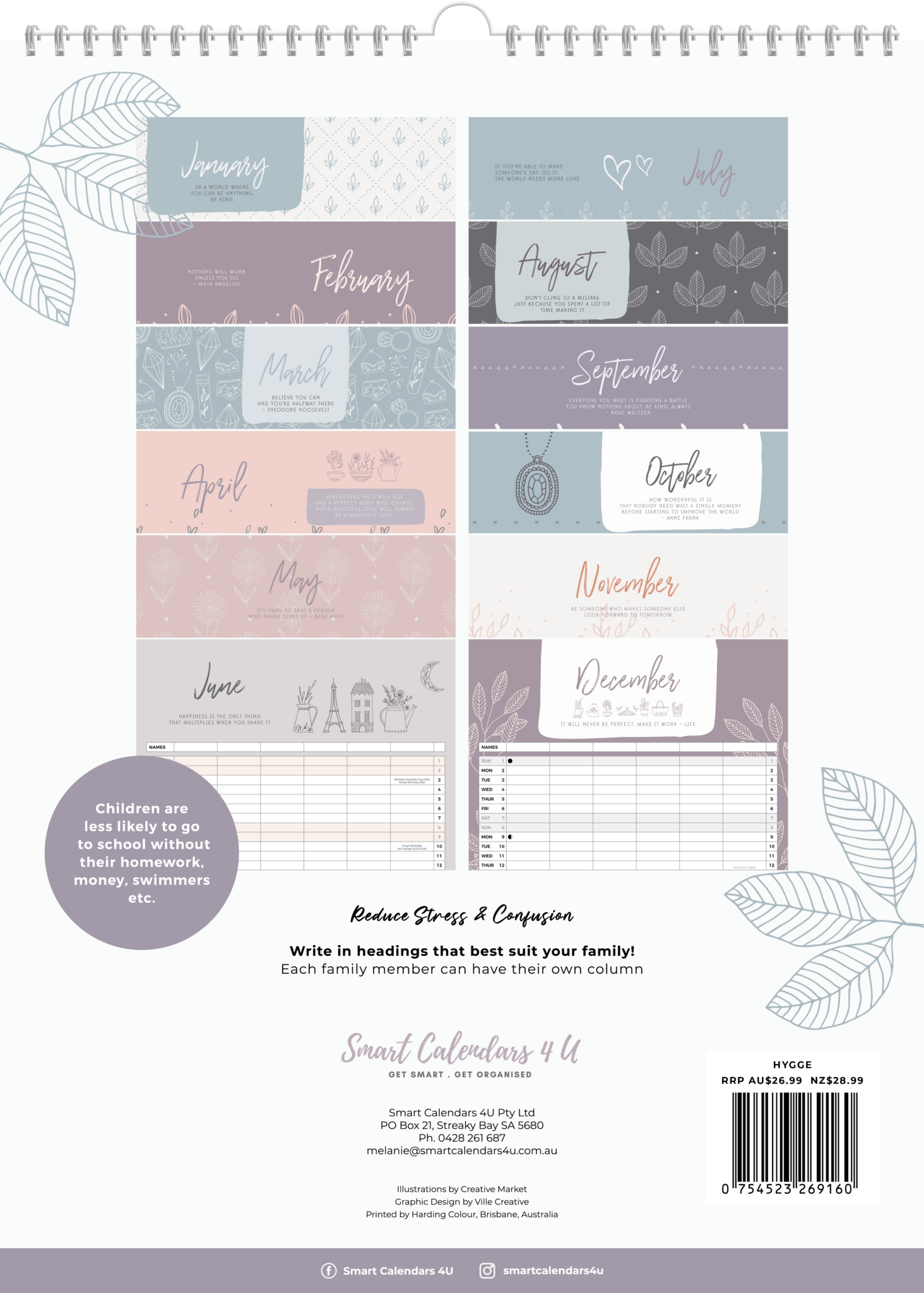 2024 Hygge (Australian Family Organiser) - A3 Wall Calendar