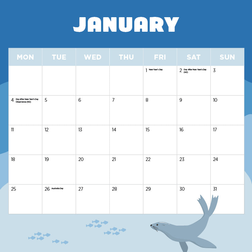 2027 Seals and Sea Lions  - Square Wall Calendar