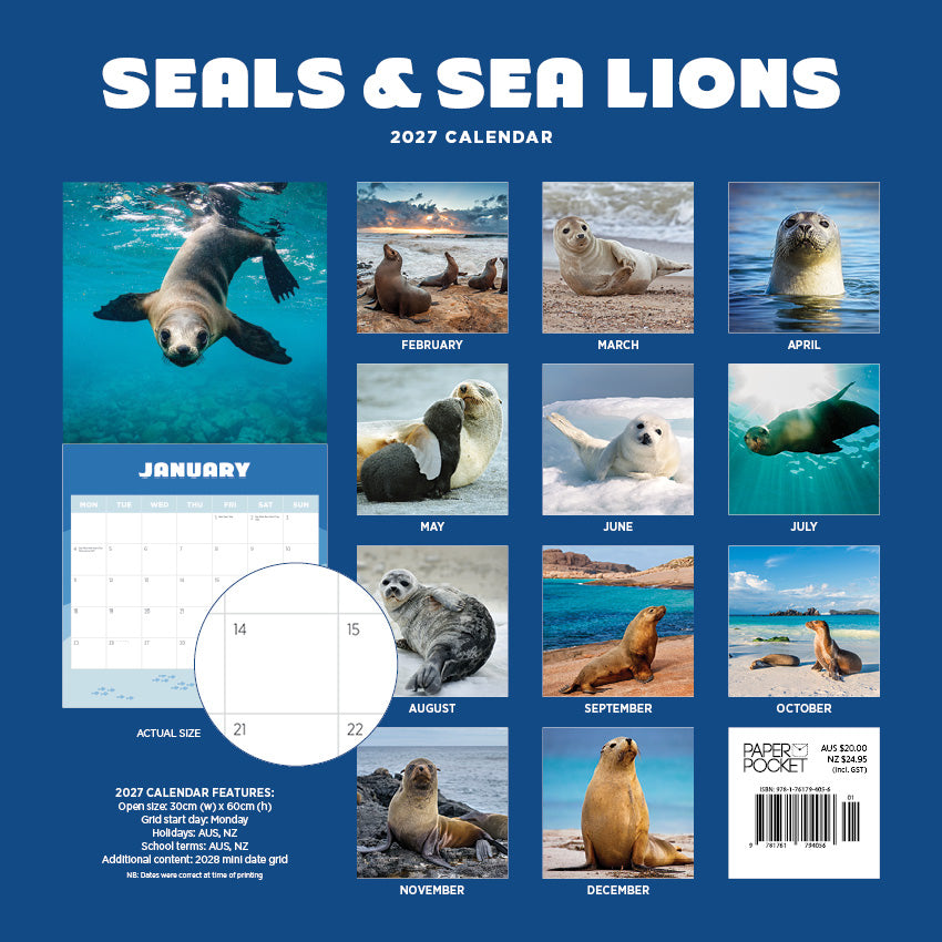 2027 Seals and Sea Lions  - Square Wall Calendar