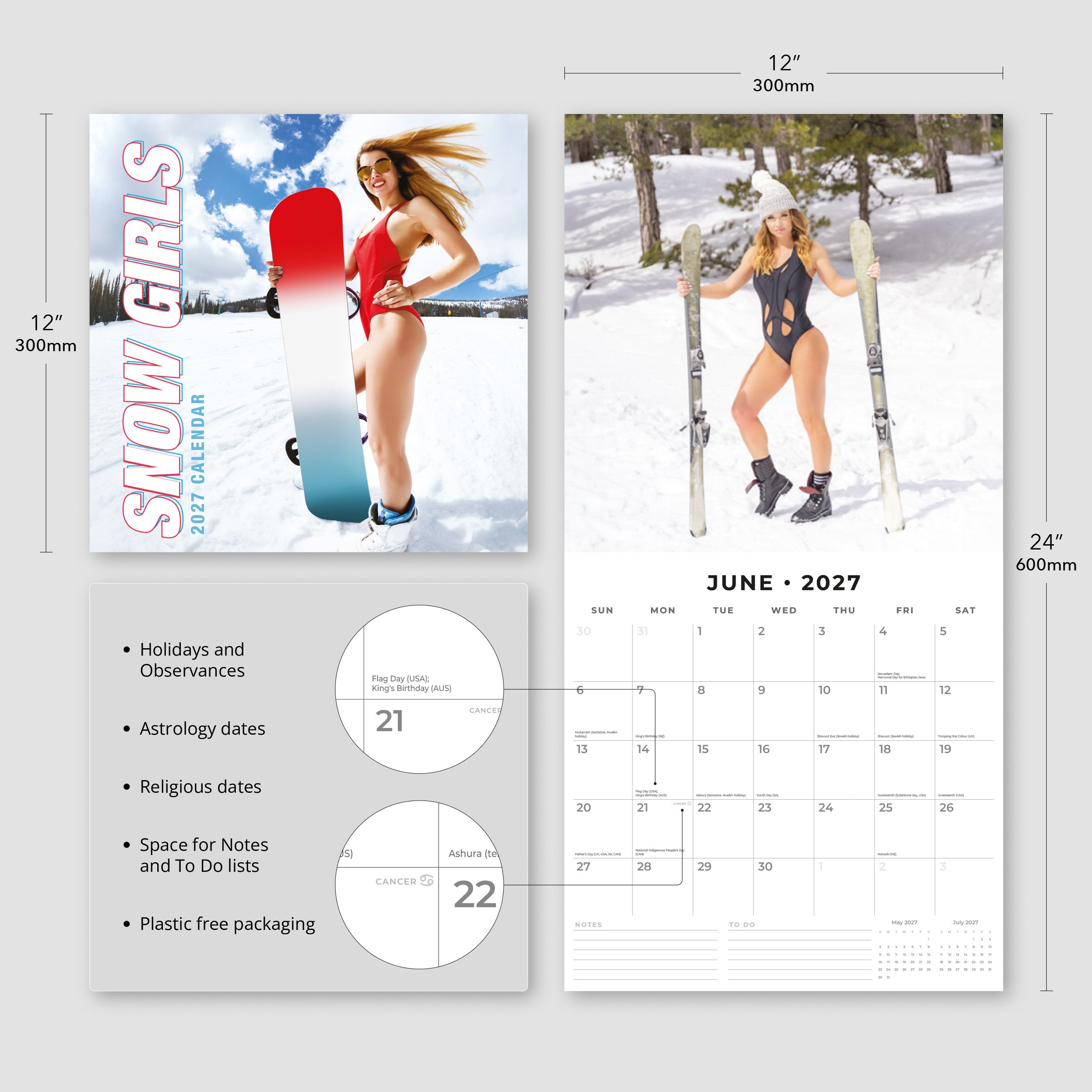 2027 Snow Girls - Square Wall Calendar