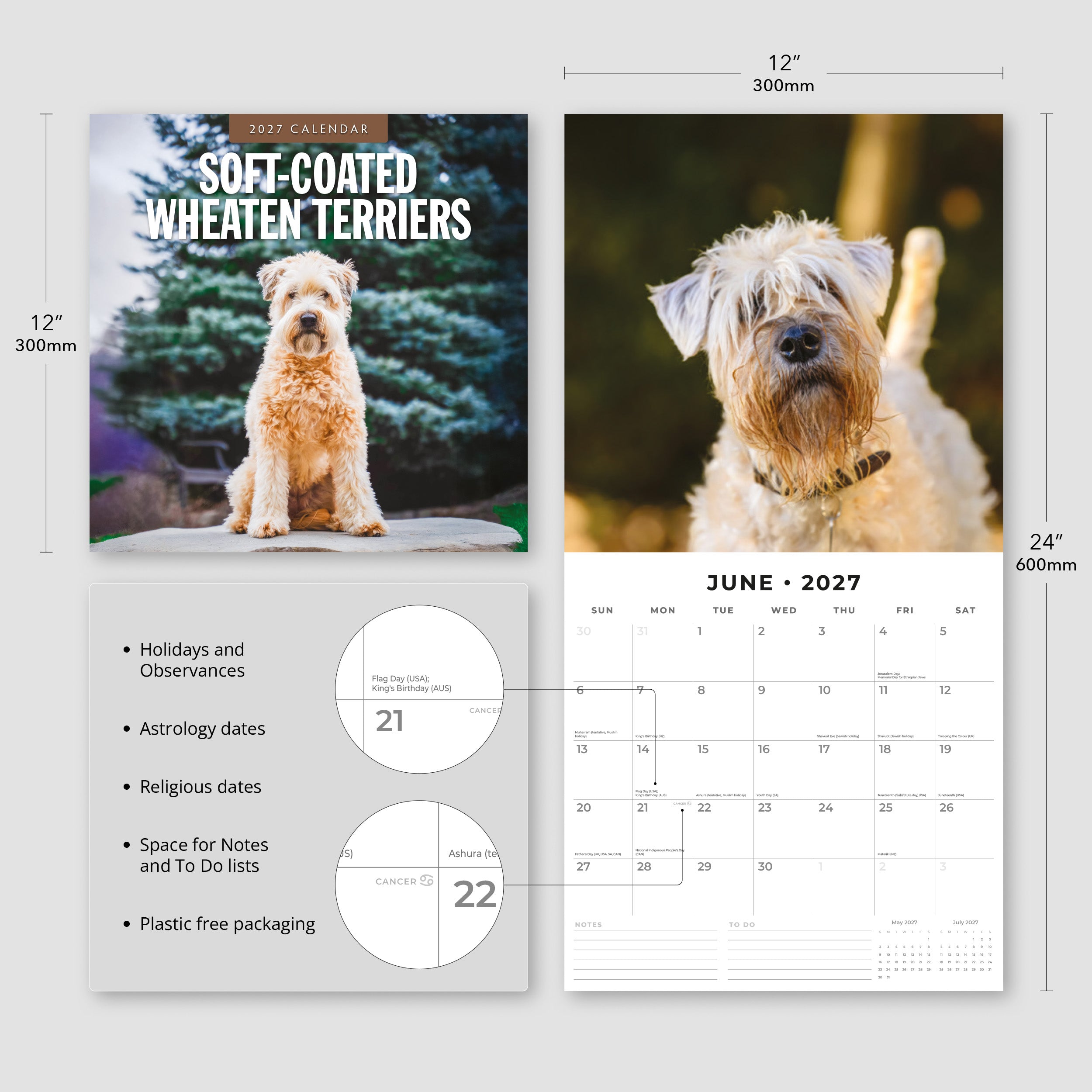 2027 Soft-coated Wheaten Terriers - Square Wall Calendar