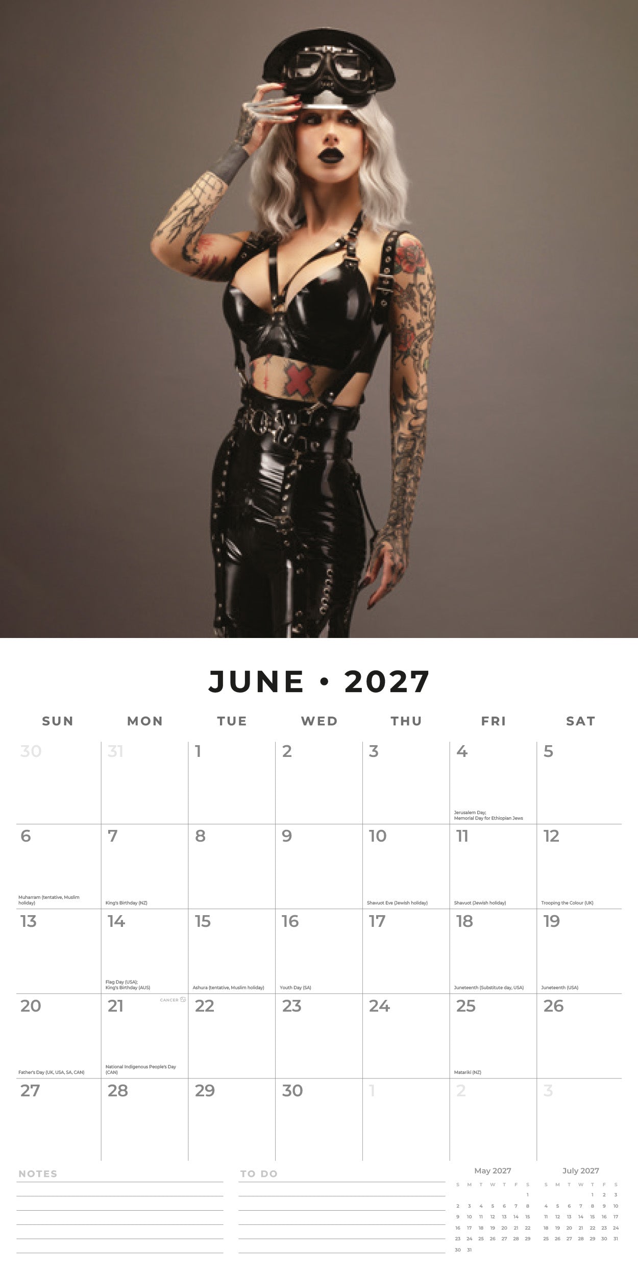 2027 Tattoo Girls - Square Wall Calendar