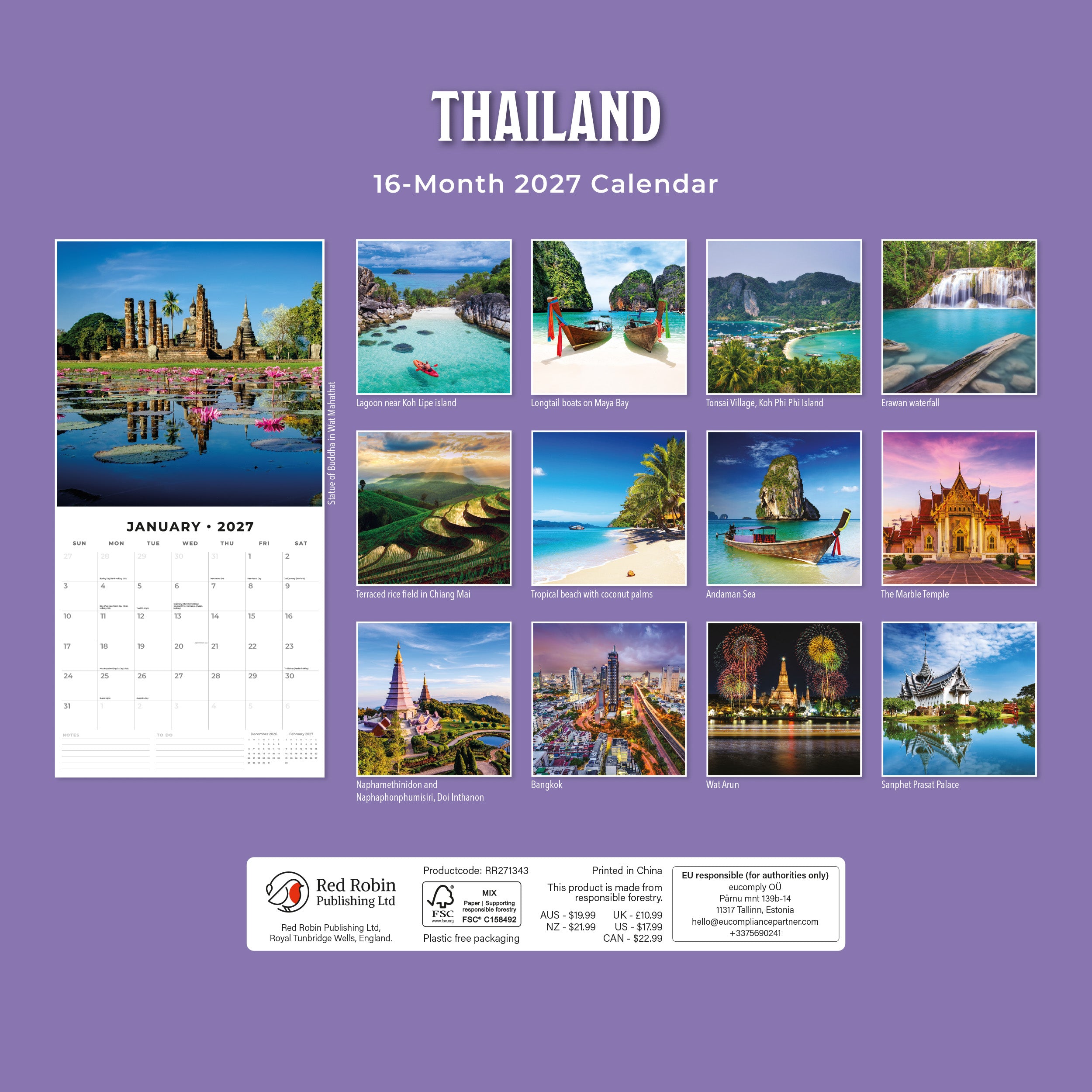 2027 Thailand - Square Wall Calendar