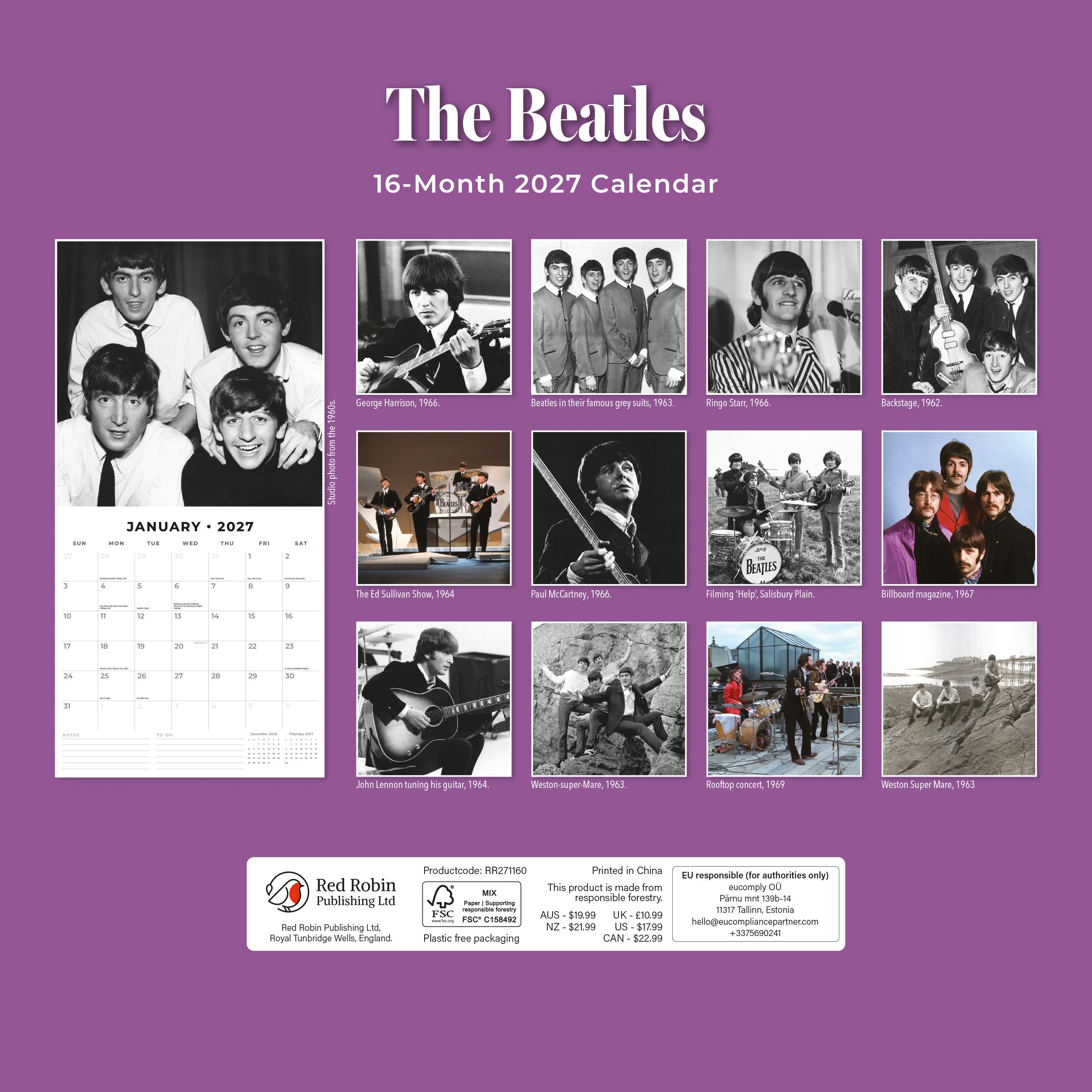 2027 The Beatles - Square Wall Calendar