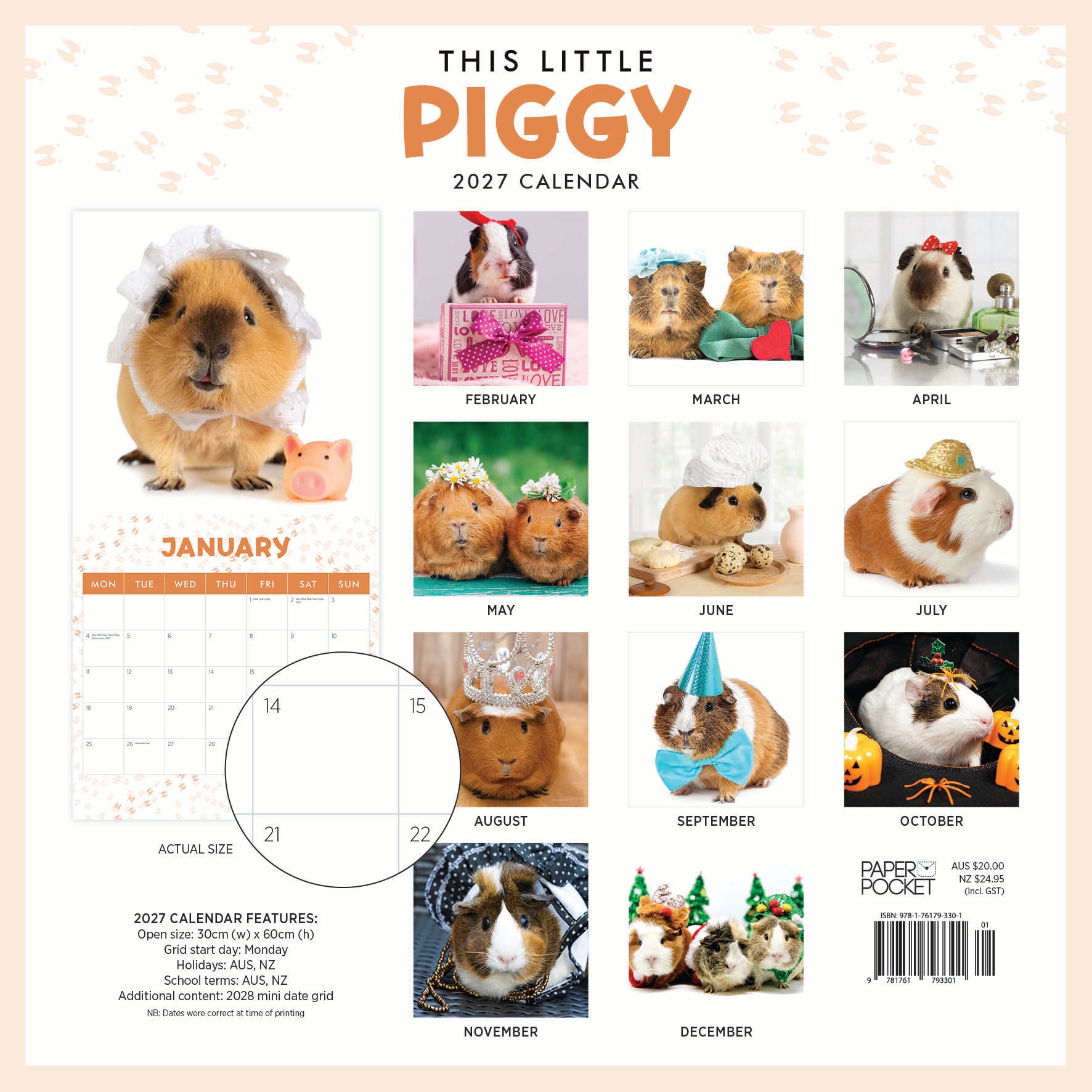 2027 This Little Piggy - Square Wall Calendar