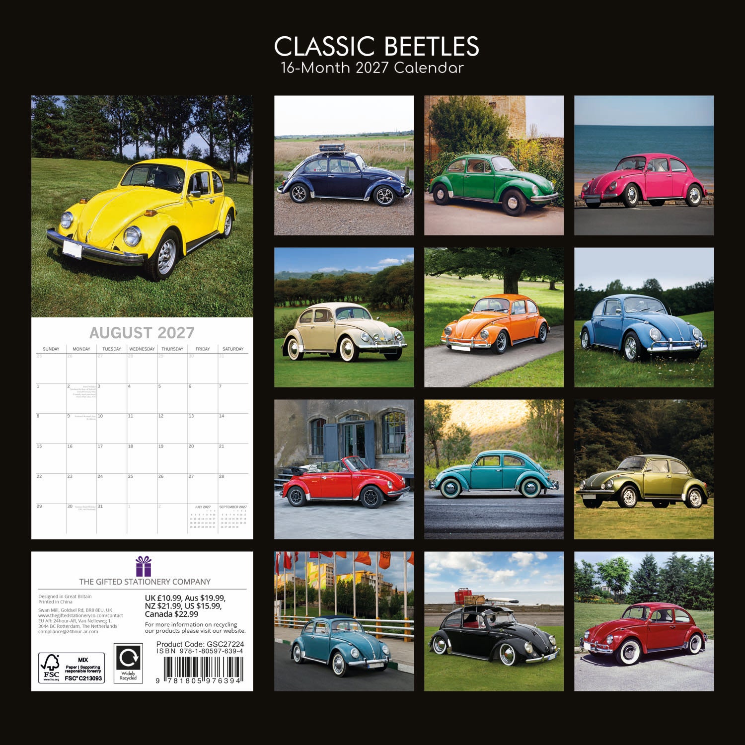 2027 Classic Beetles - Square Wall Calendar