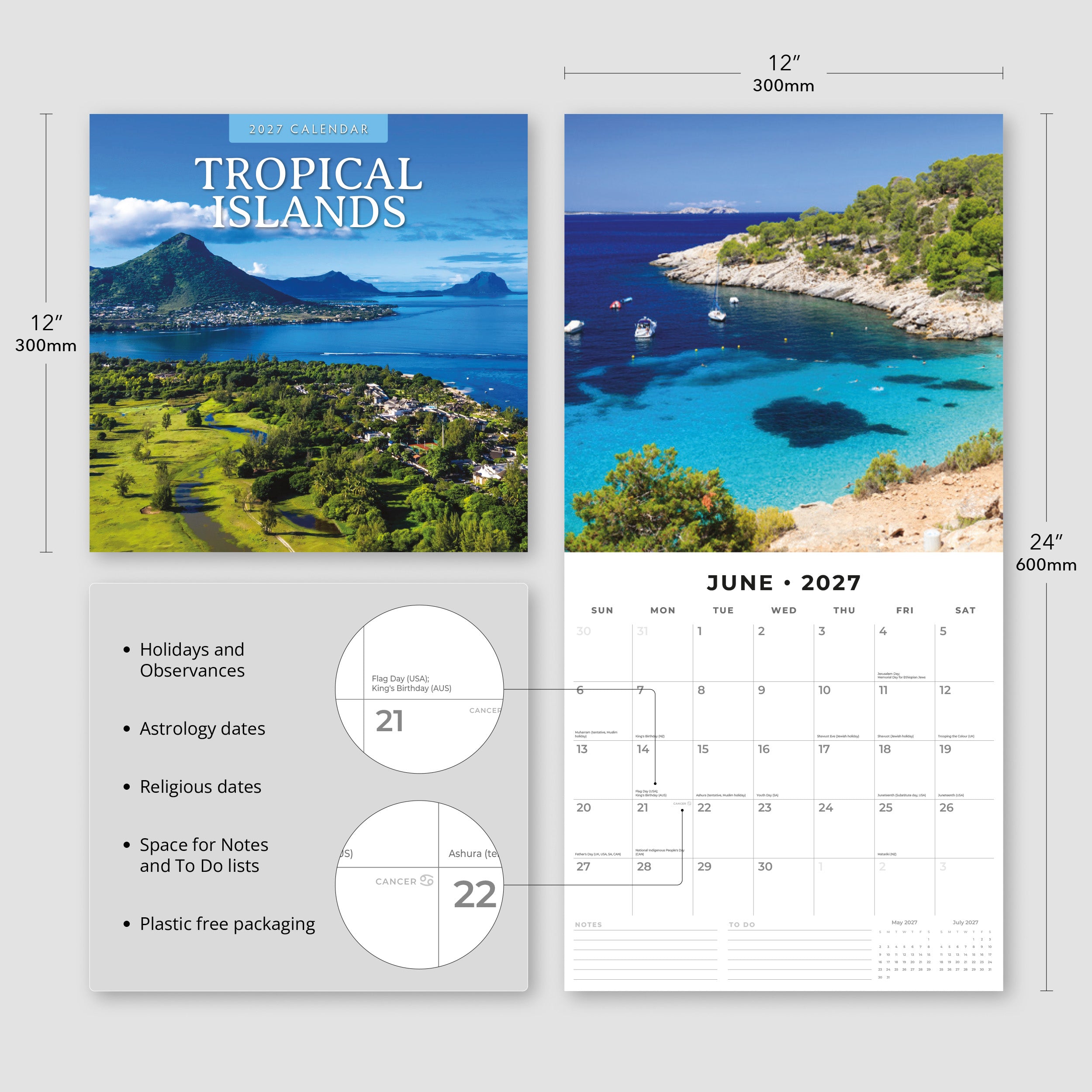 2027 Tropical Islands - Square Wall Calendar