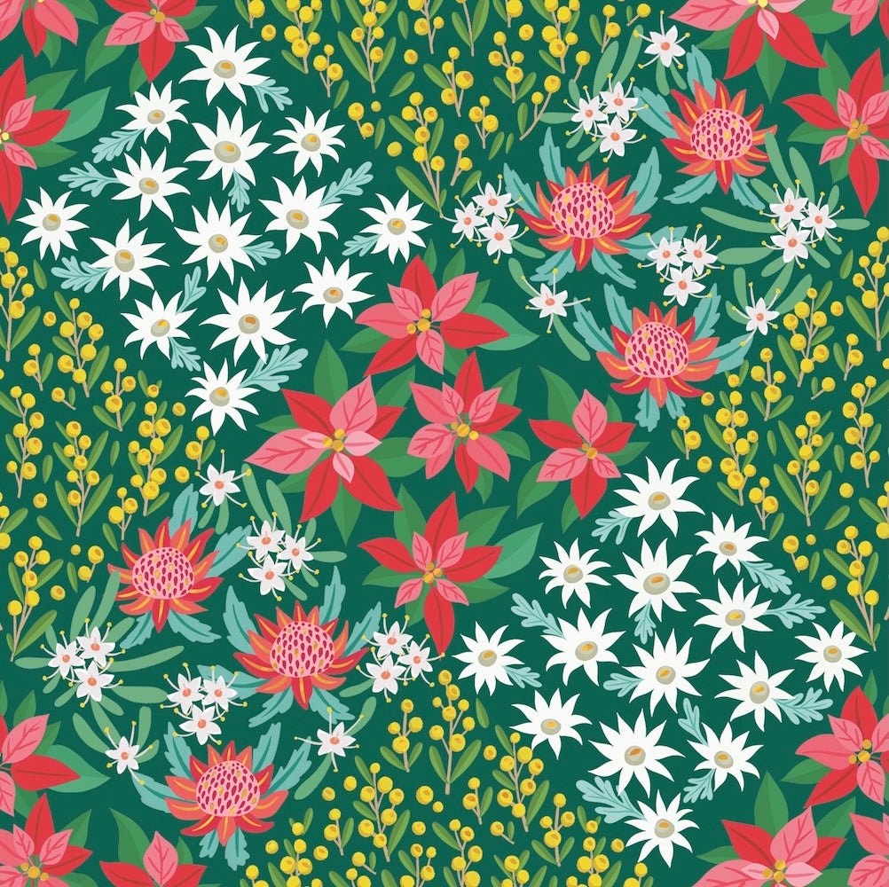 RSPCA - Patchwork Flowers - 10 Charity Christmas Cards Pack