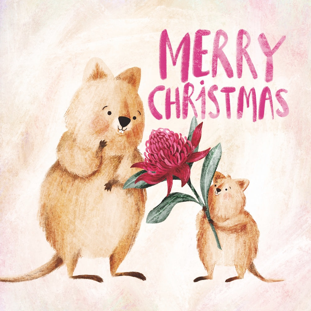CMRI - Quokka Christmas Present - 10 Charity Christmas Cards Pack