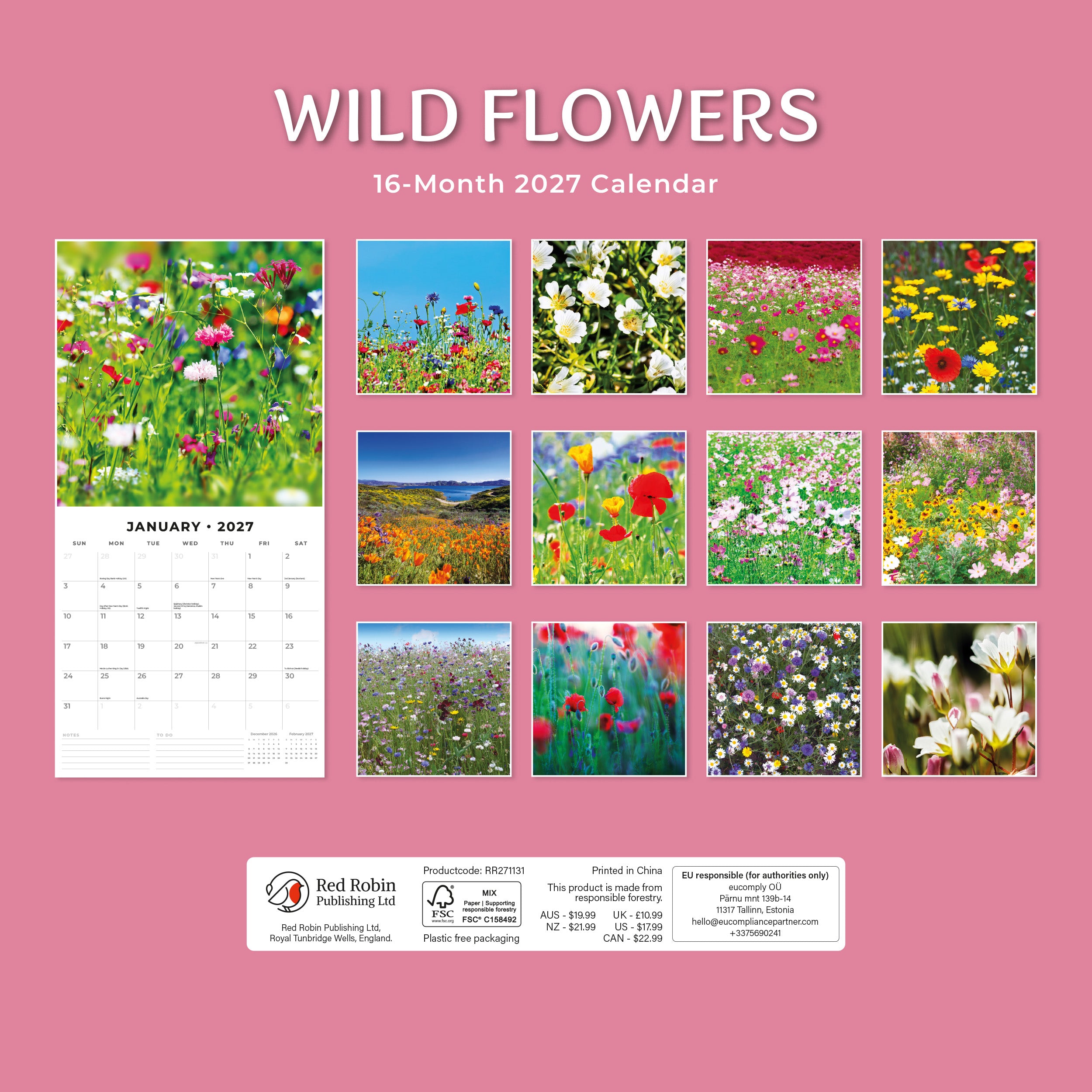 2027 Wild Flowers - Square Wall Calendar