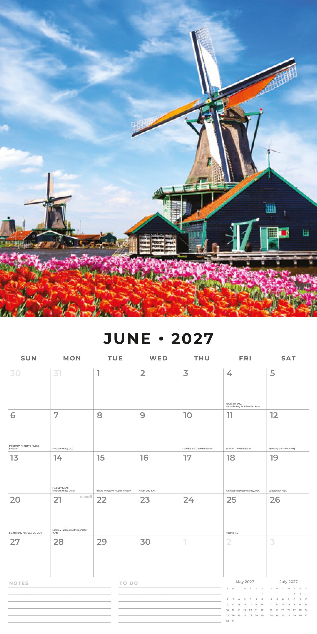 2027 Windmills of Holland - Square Wall Calendar