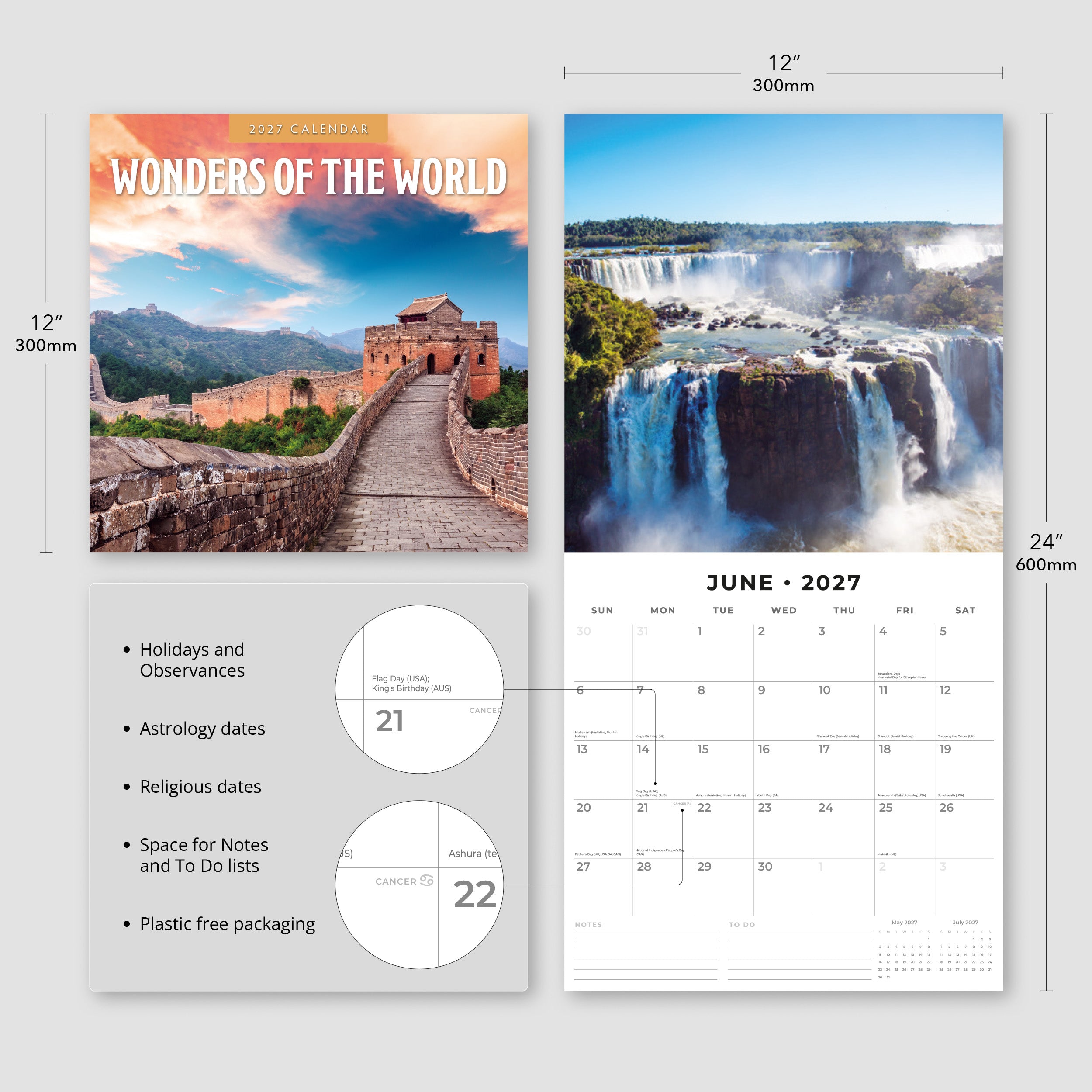 2027 Wonders of the World - Square Wall Calendar