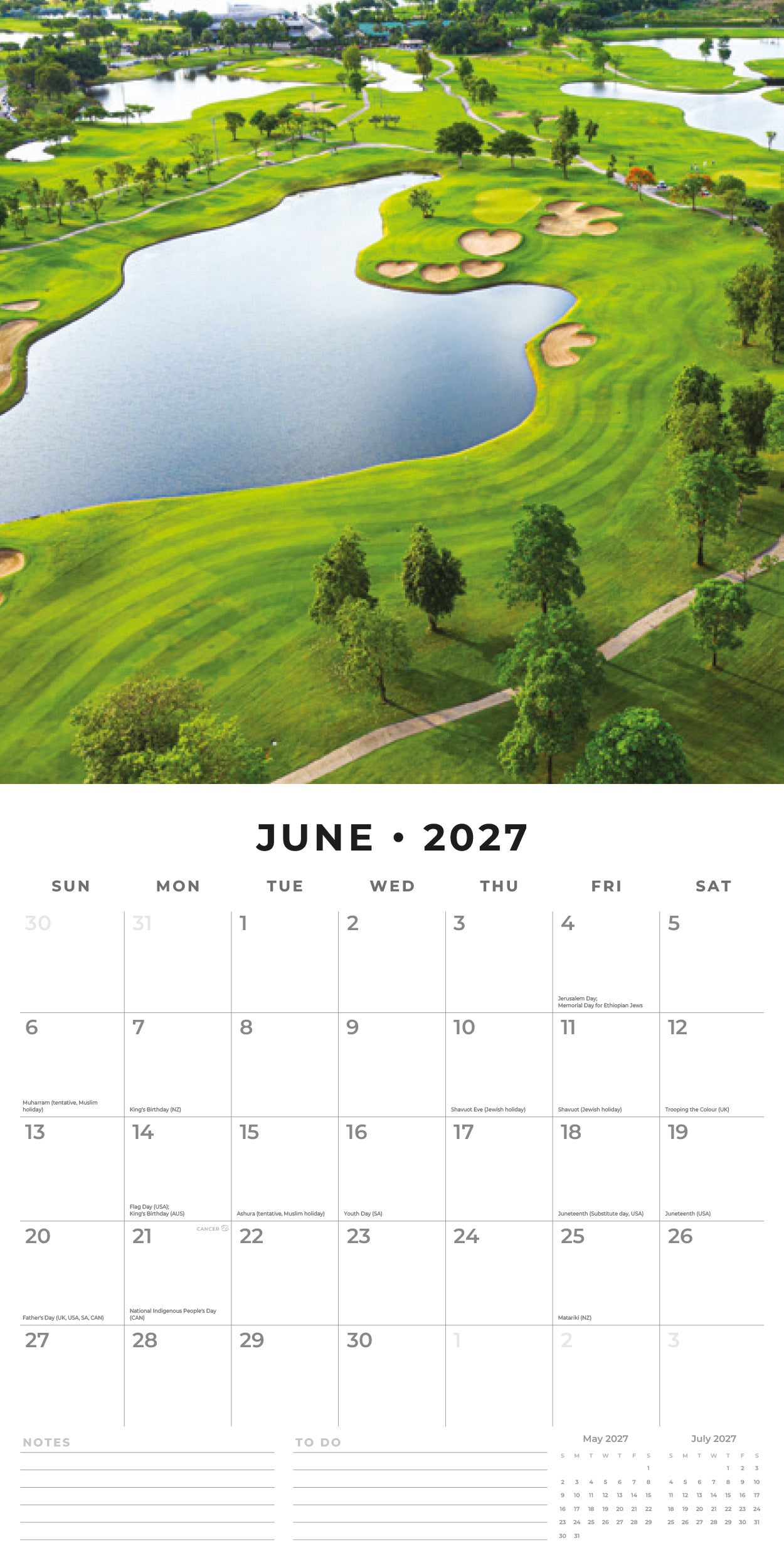2027 World of Golf - Square Wall Calendar