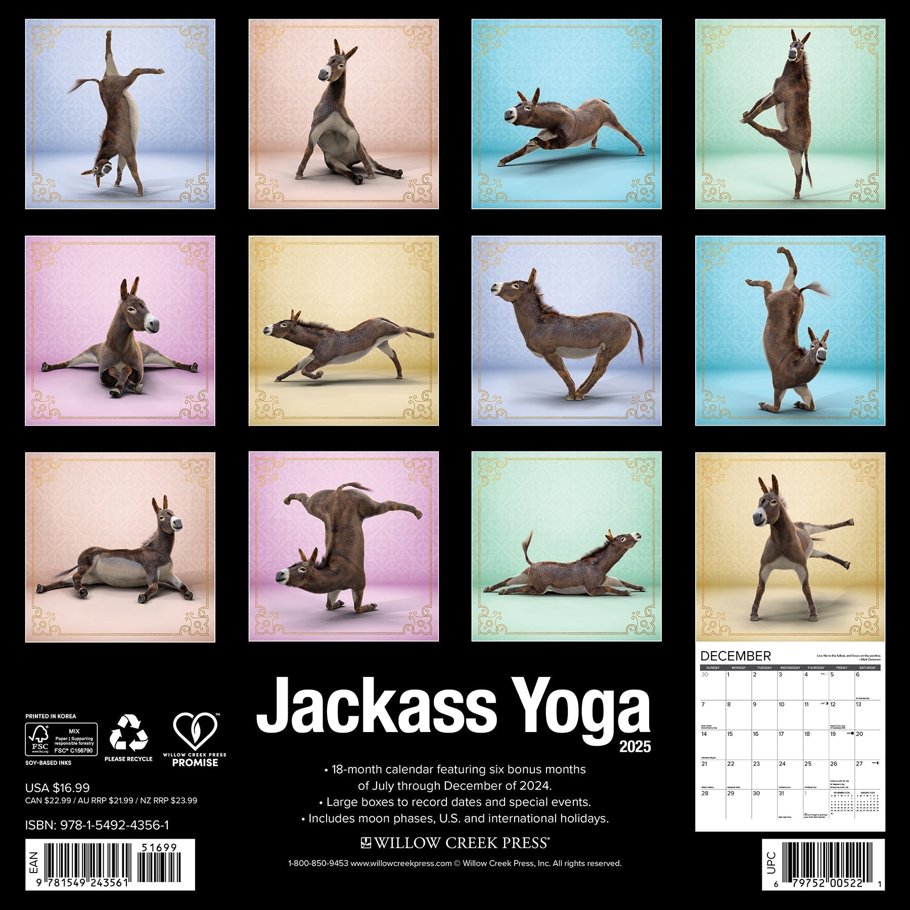 2025 Jackass Yoga - Square Wall Calendar (US Only)