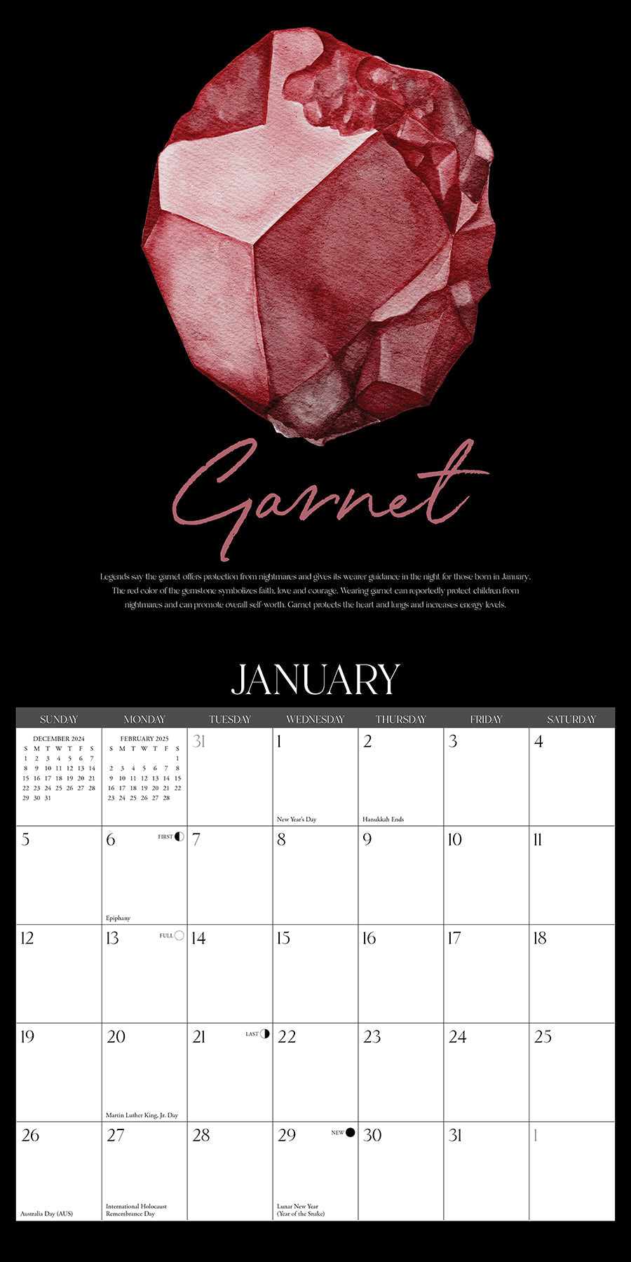 2025 Gemstones (w/foil) - Square Wall Calendar (US Only)