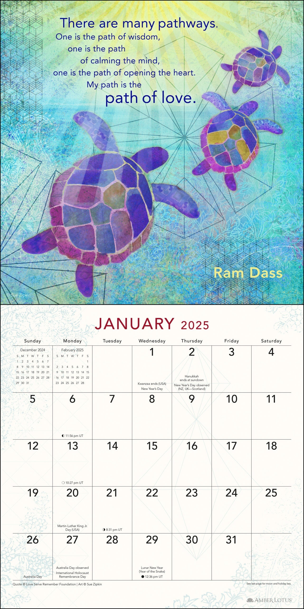 2025 Be Here Now - Teachings from Ram Dass - Square Wall Calendar