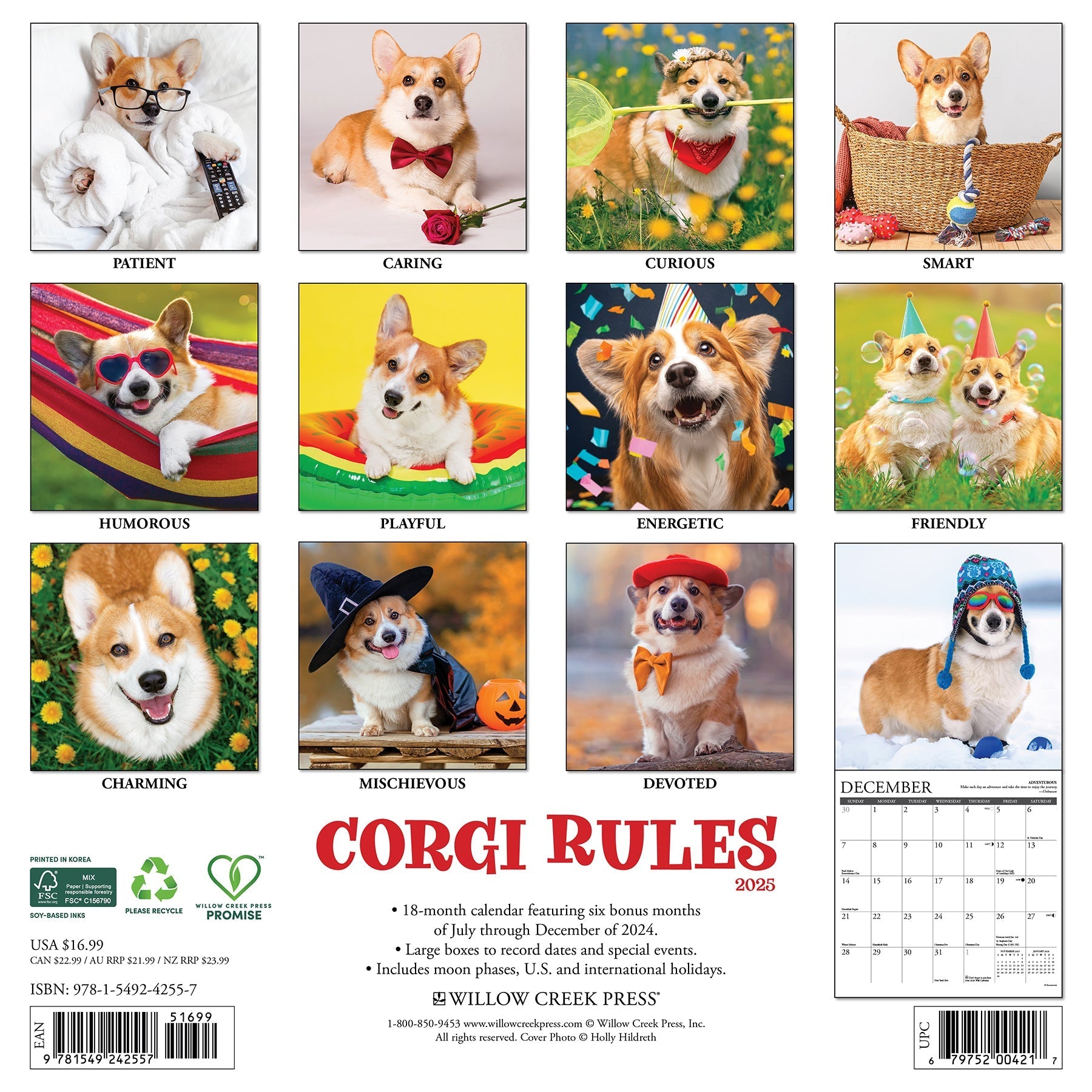 2025 Corgi Rules - Square Wall Calendar (US Only)