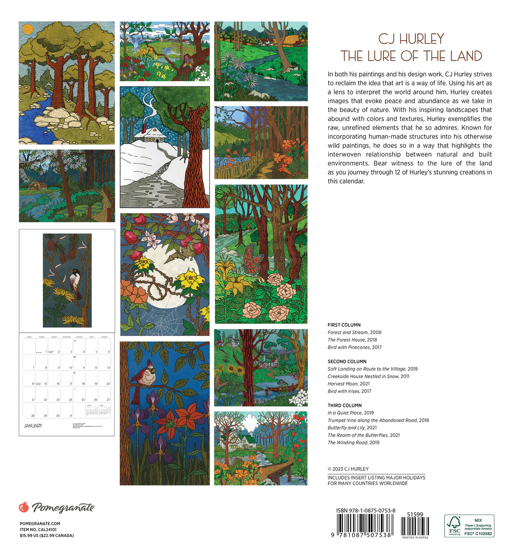 2024 Cj Hurley: The Lure Of The Land - Square Wall Calendar  SOLD OUT