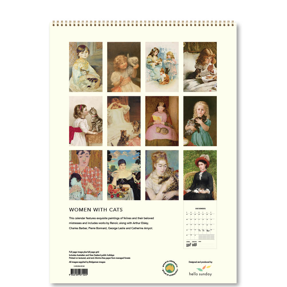2024 Women with Cats - Deluxe Wall Calendar