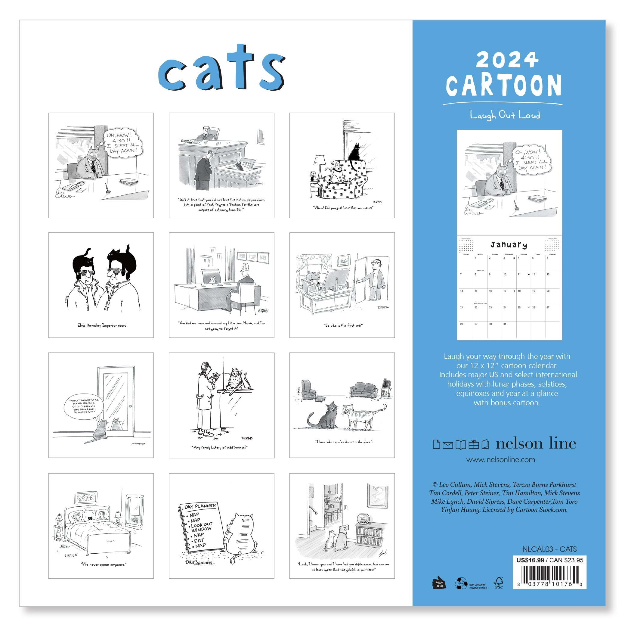 2024 Cats - Square Wall Calendar