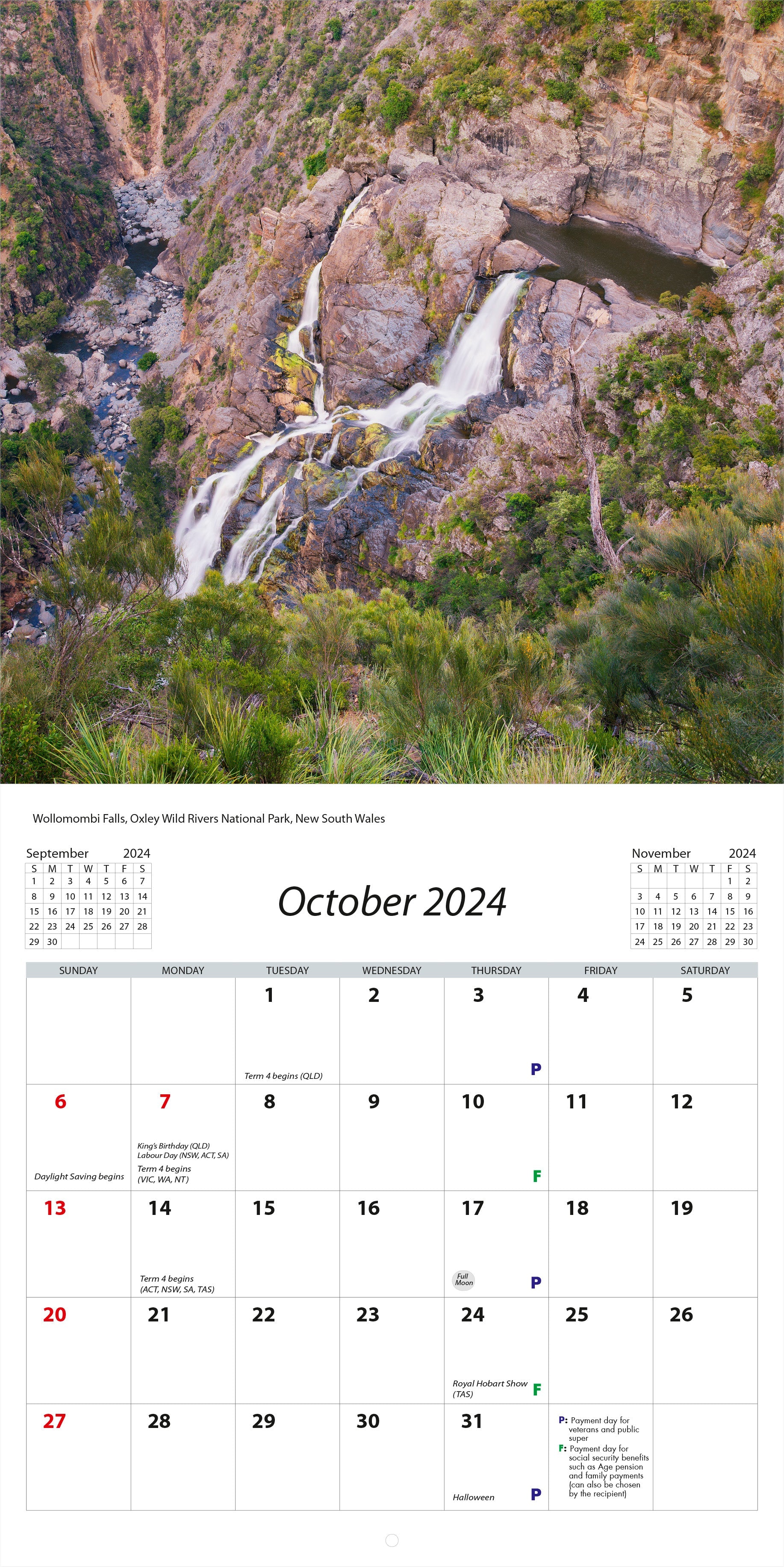 2024 Waterfalls Of Australia - Square Wall Calendar