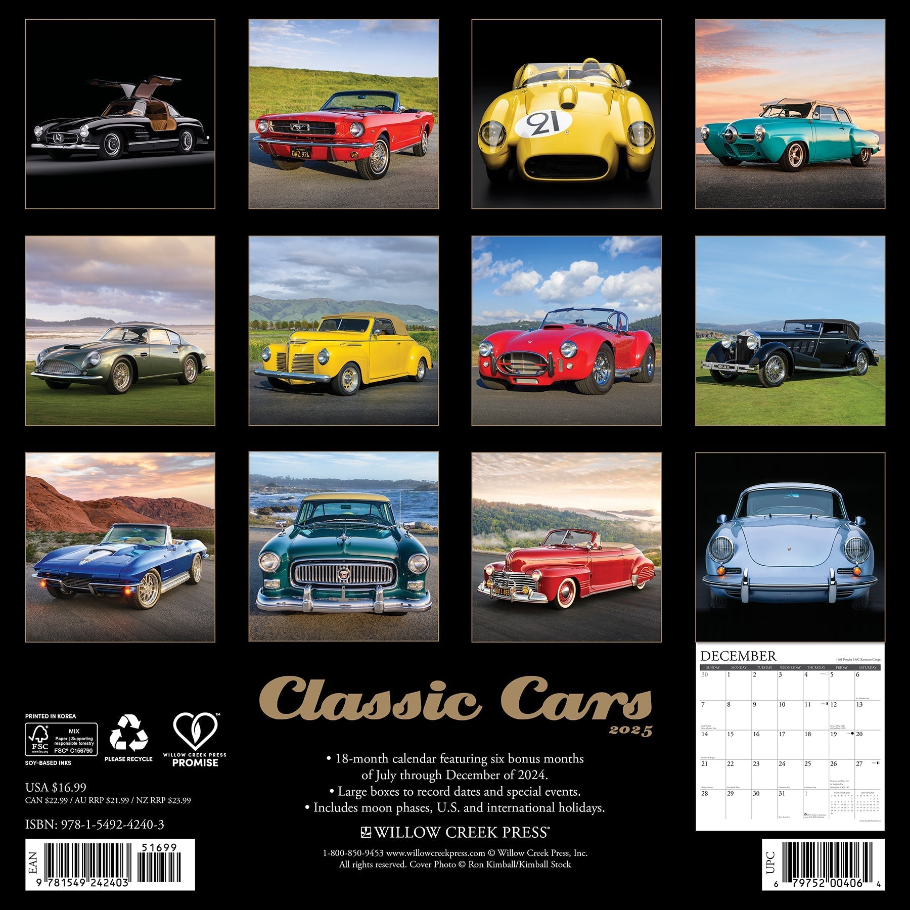 2025 Classic Cars - Square Wall Calendar (US Only)